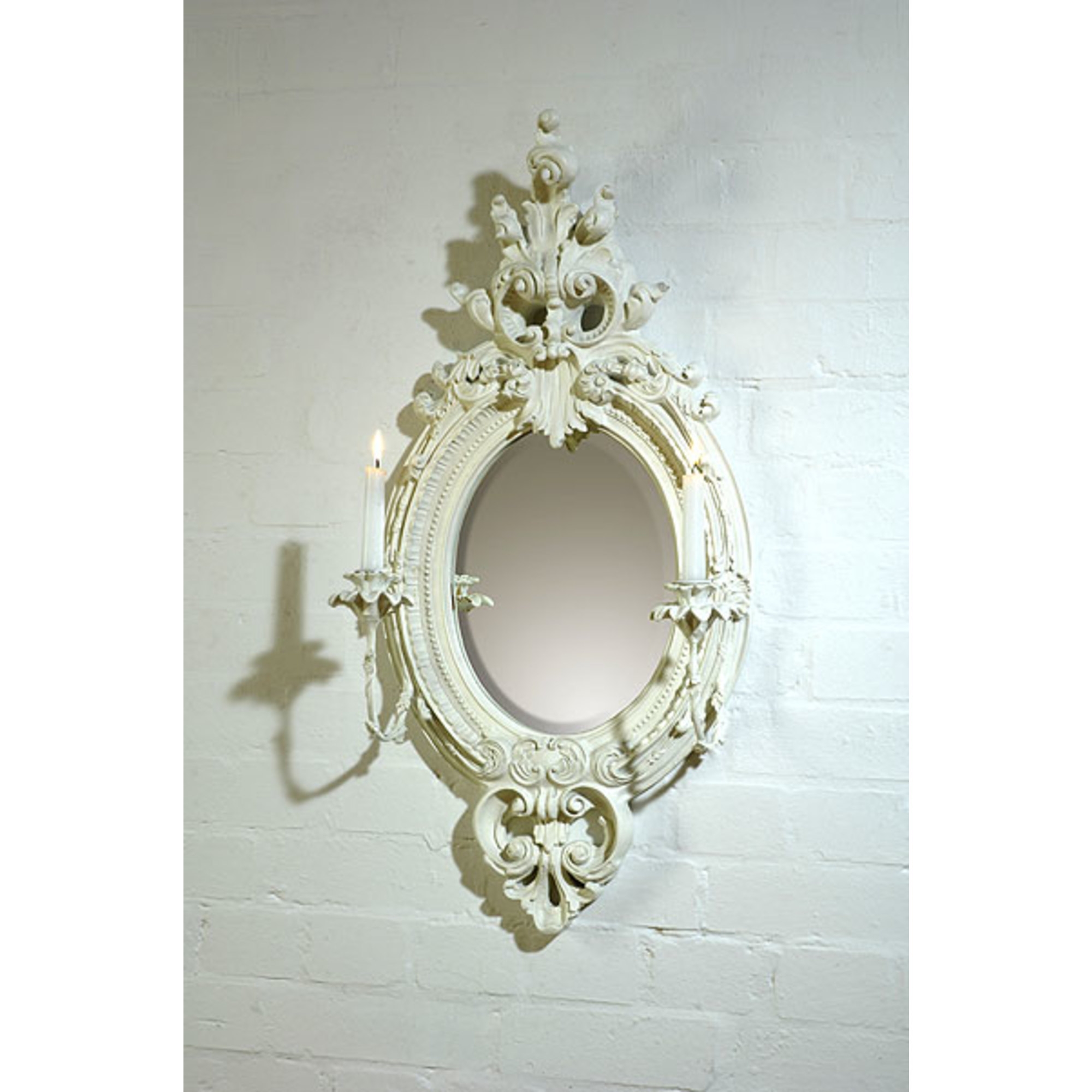 White Clay Paint Sconce Mirror, 2 Candles