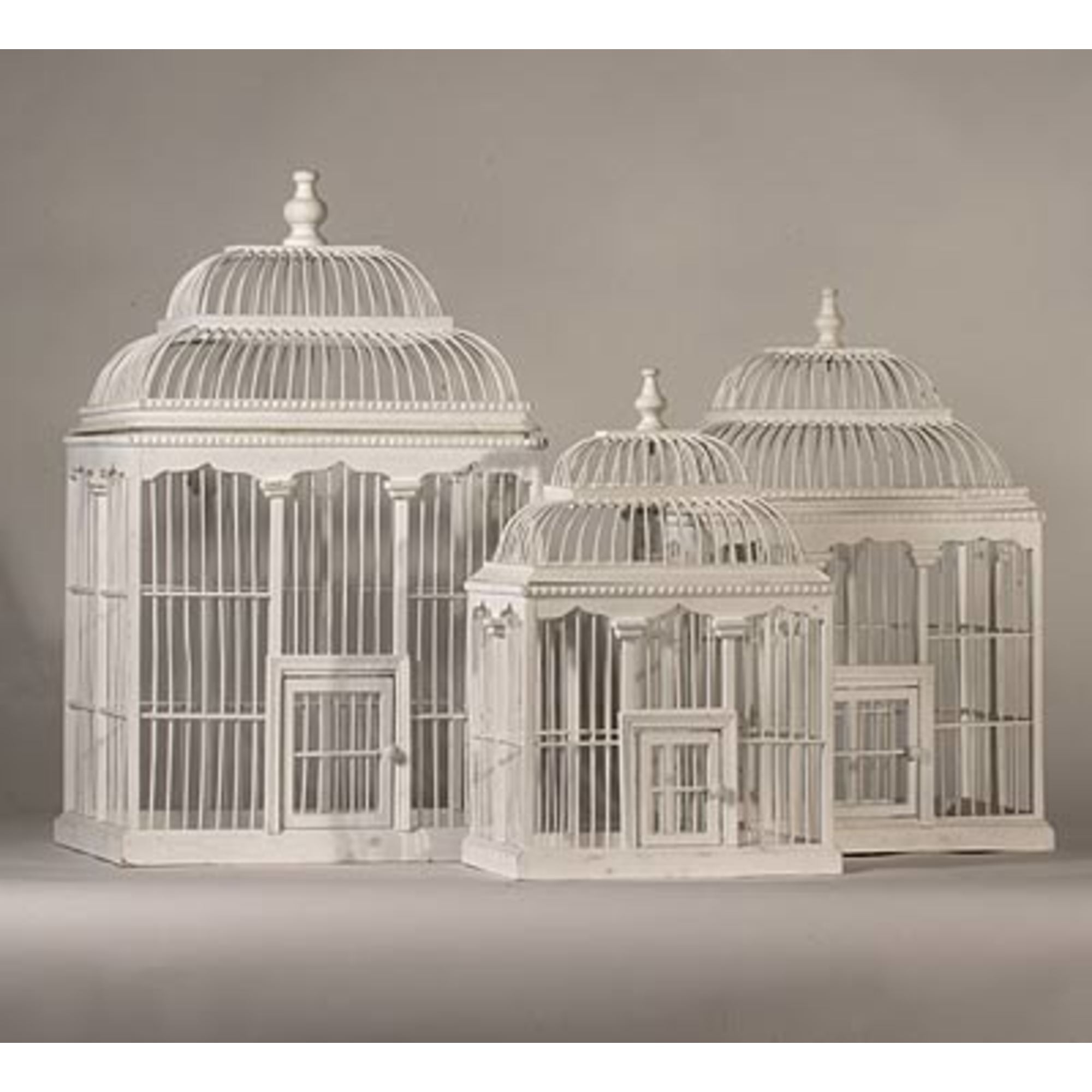 Wooden Double Canopy Birdcages, White 