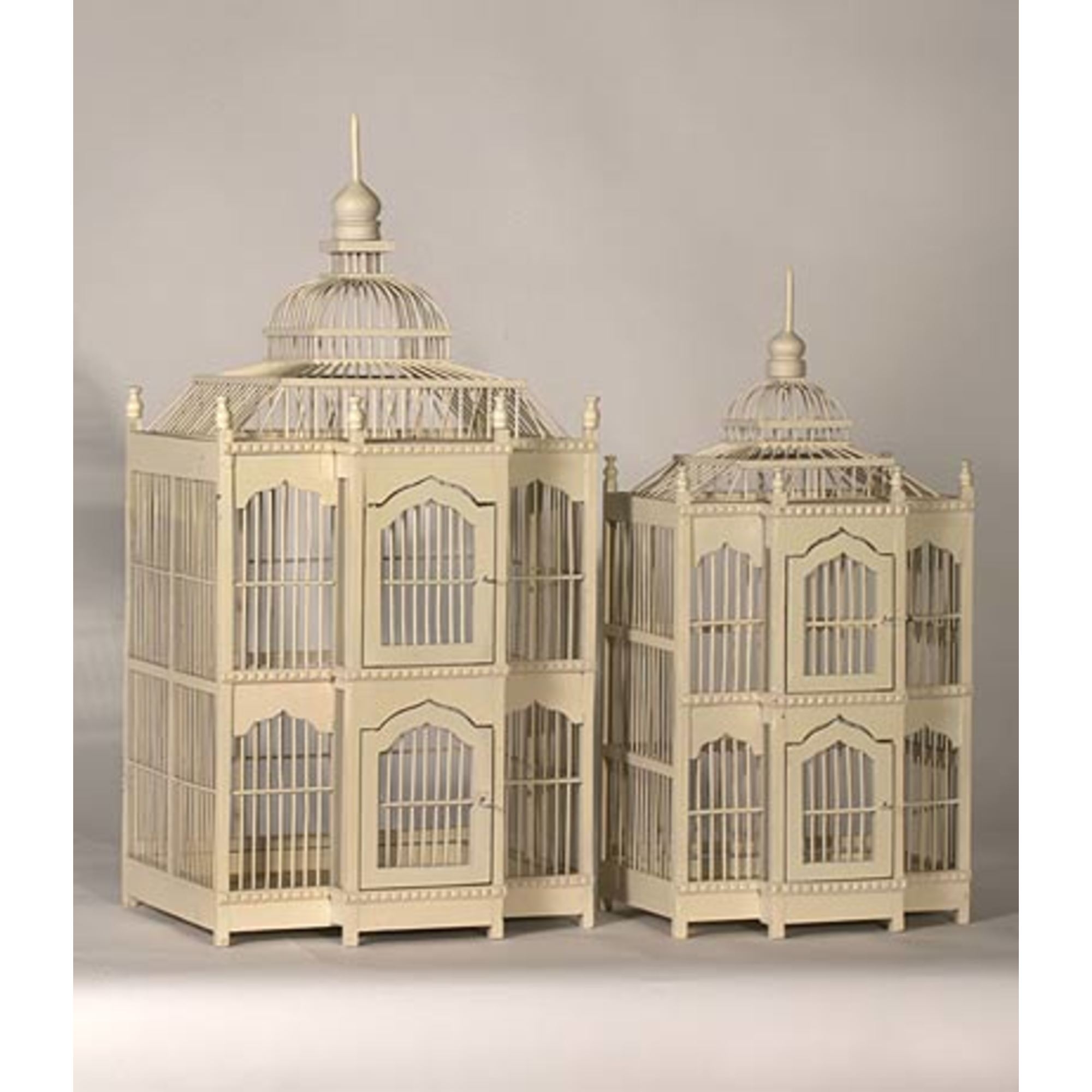 Wooden ''Tower'' Birdcages, Cream