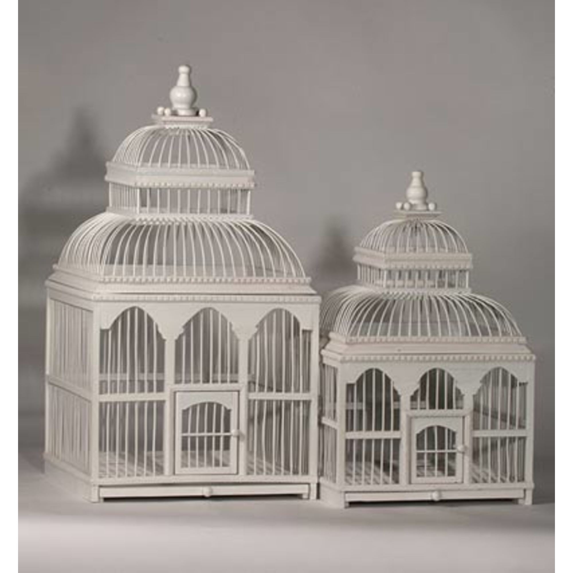 Wooden Double Canopy Birdcages, White, 