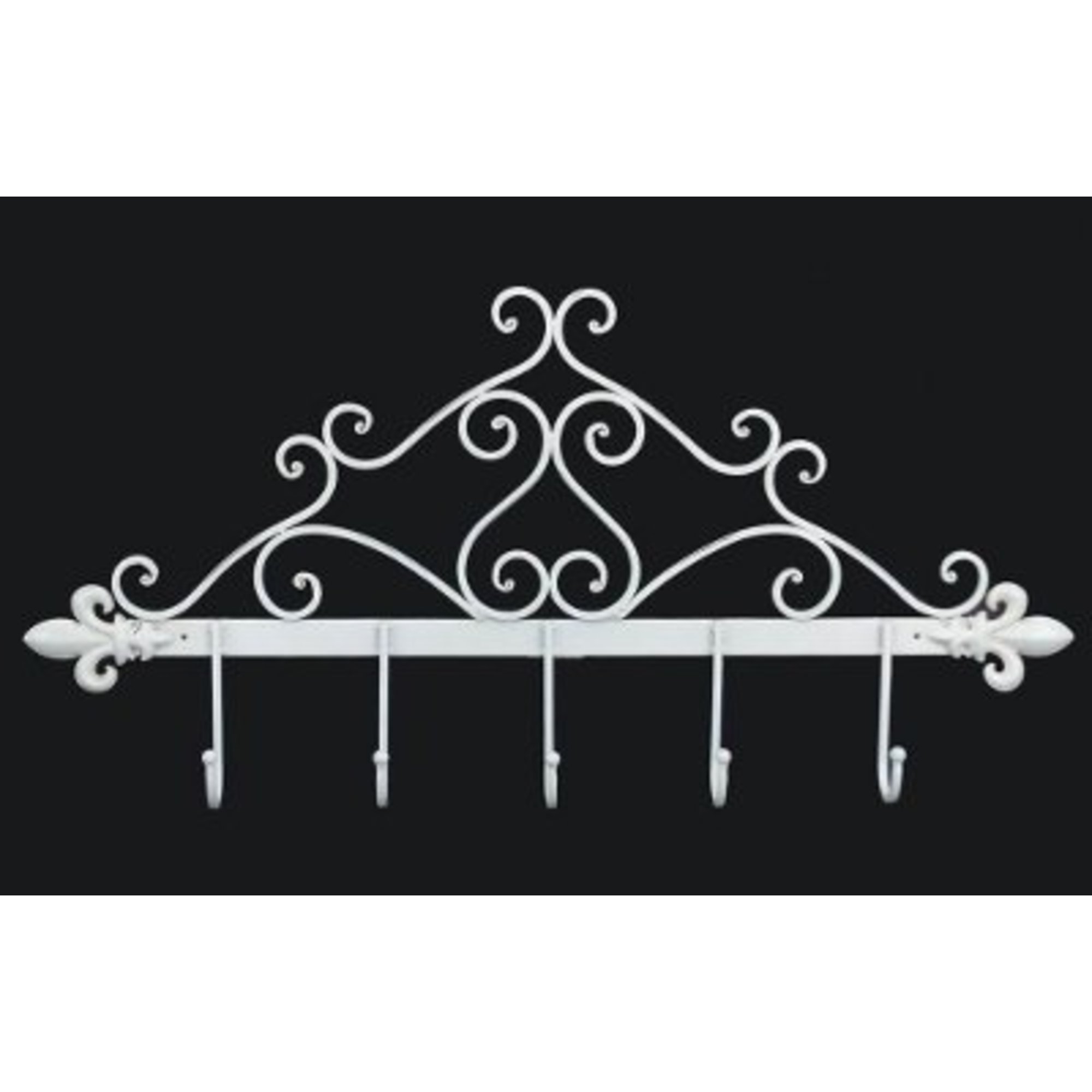 Antique White Iron Coat Hook Rail