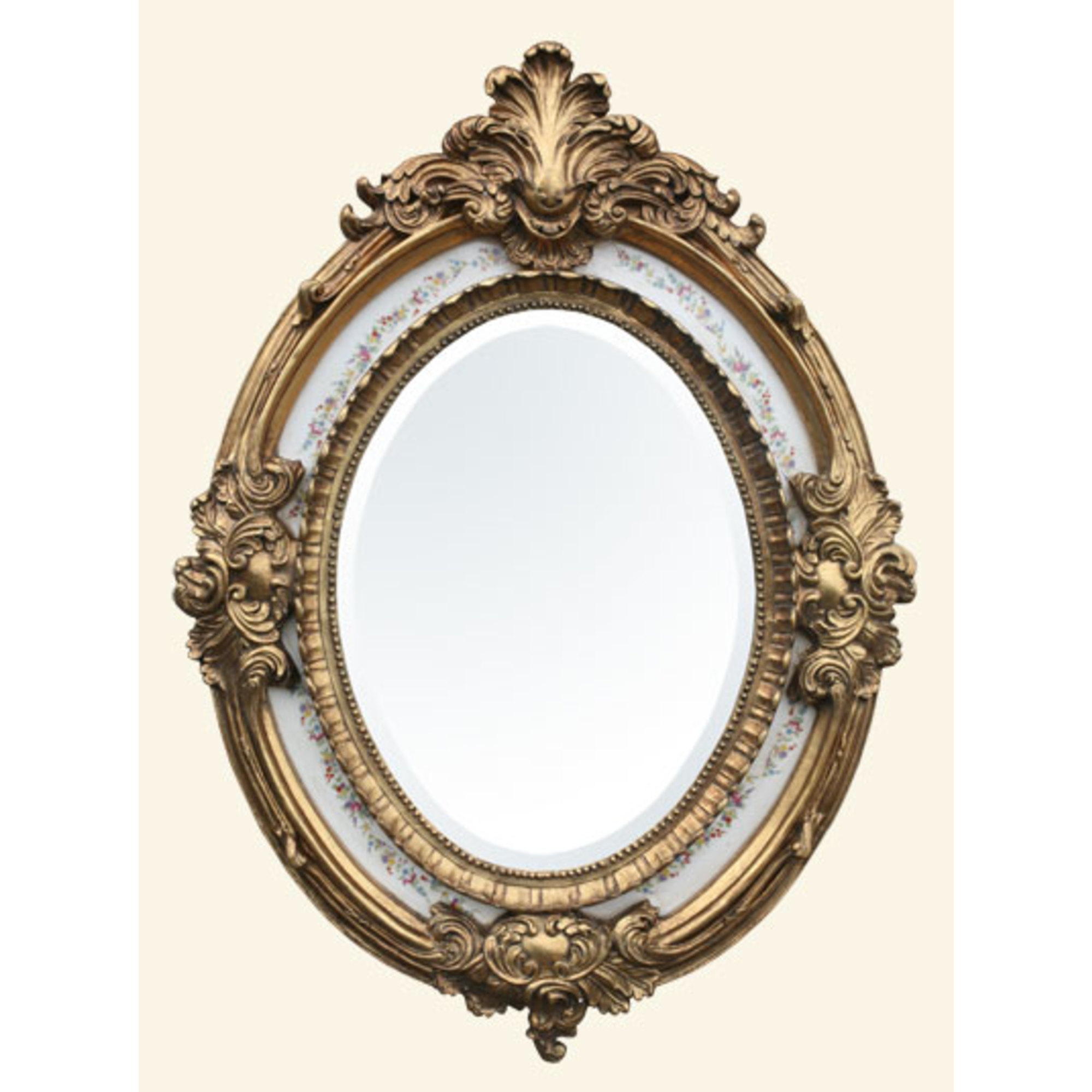 Gold Gilt Leaf mirror with pottery plaque