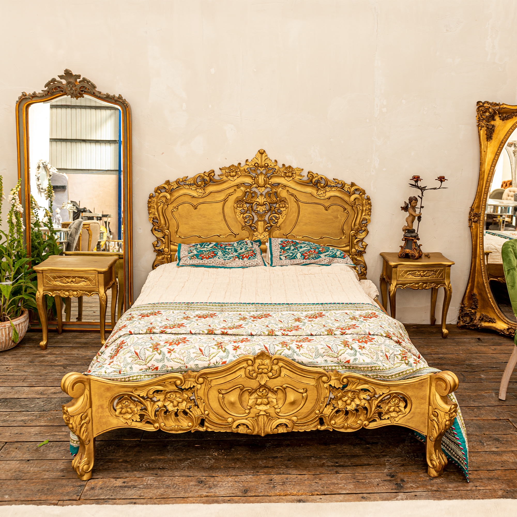King Size Bed - Gold
