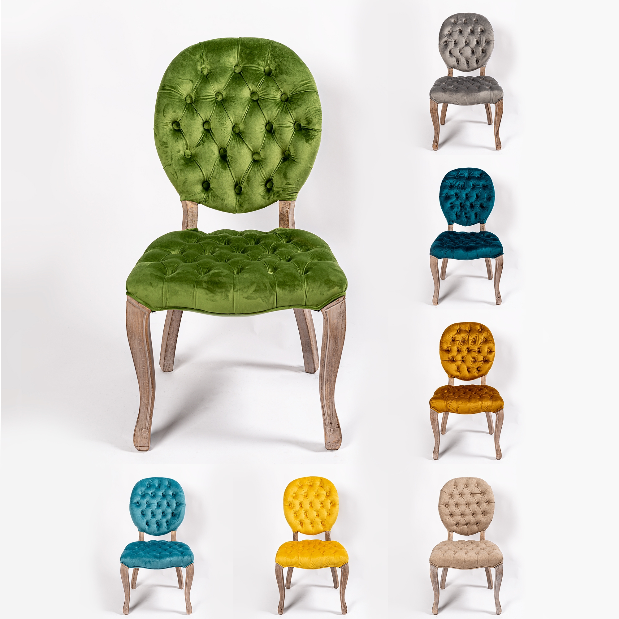Pea Green Velvet Dining Chair