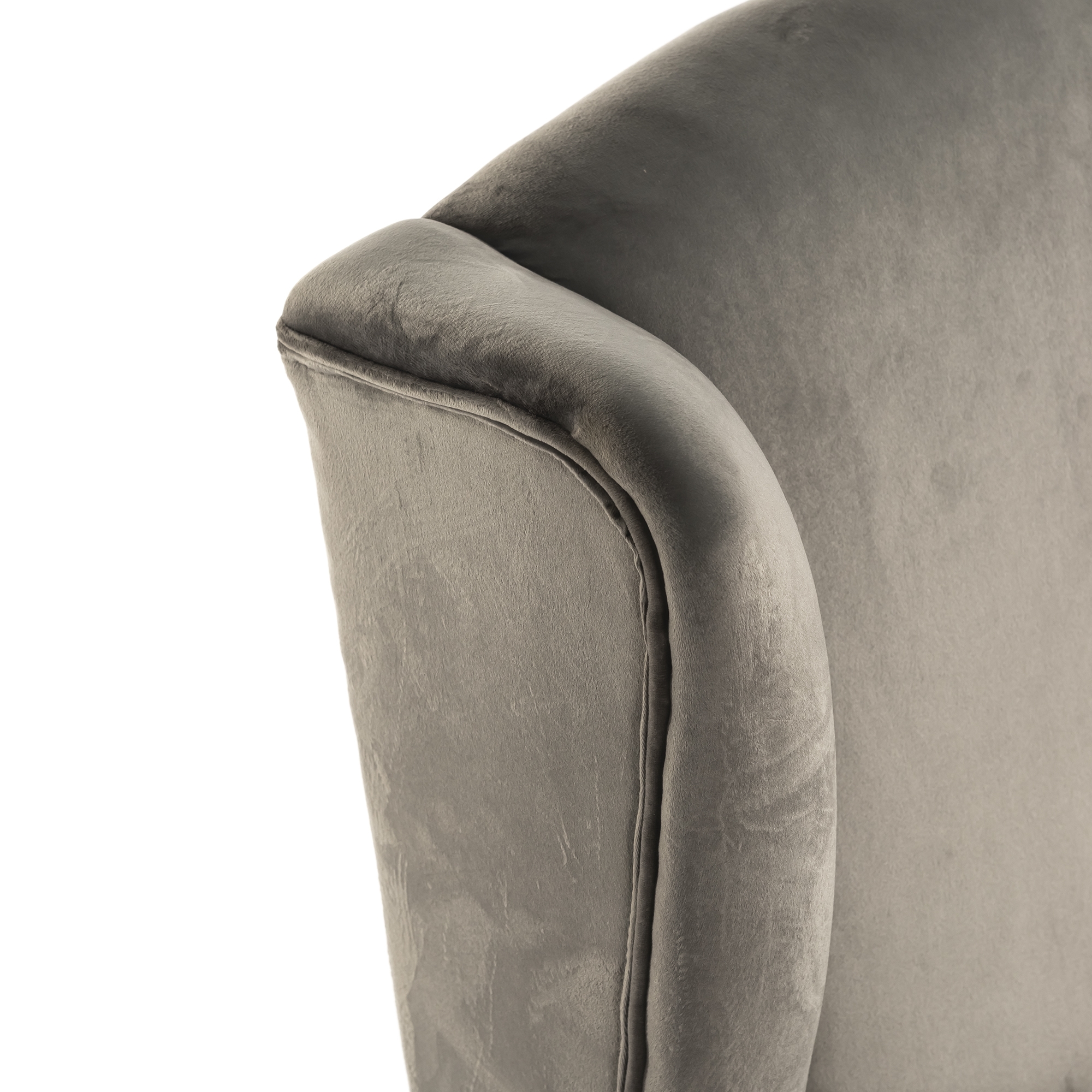 Light Gray Velvet Arm Chair / Armchair With Dark Oak legs