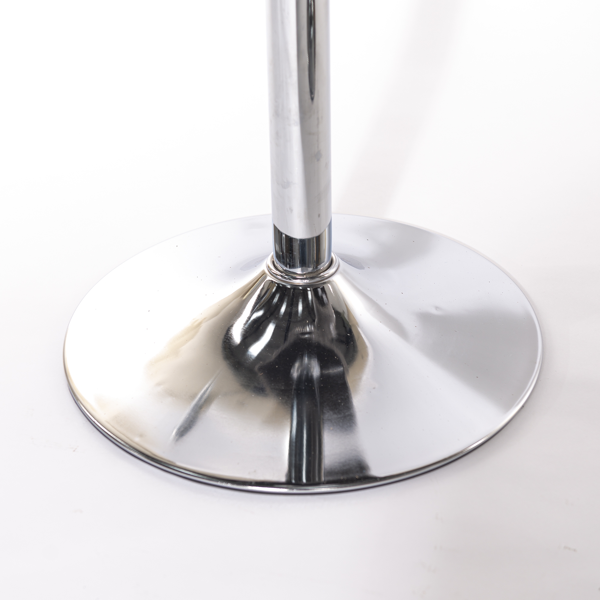Light Gray Velvet Barstool With Round Knocker and Chrome legs