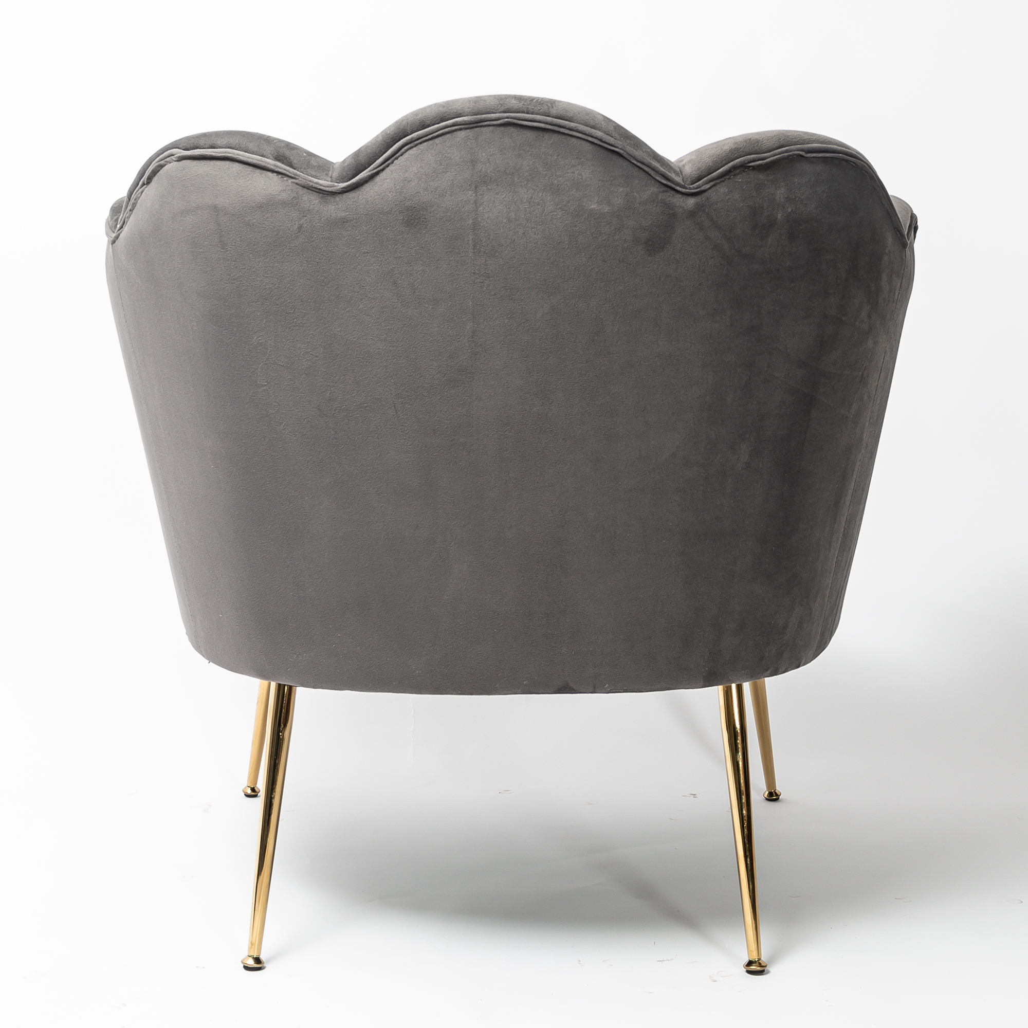 Dark Grey Velvet Lotus Cocktail Chair with Gold Legs