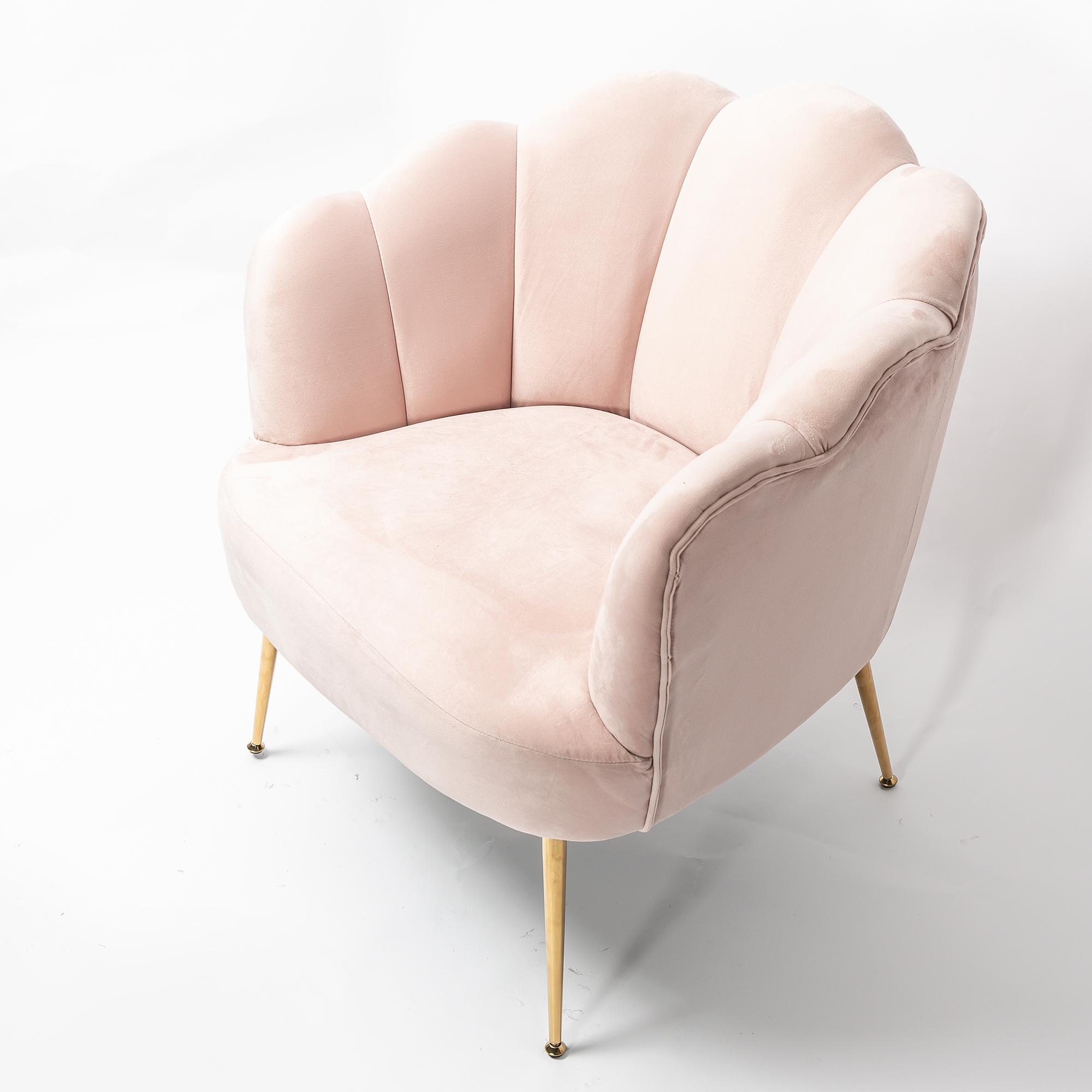 Blush Pink Velvet Lotus Cocktail Chair with Gold Legs