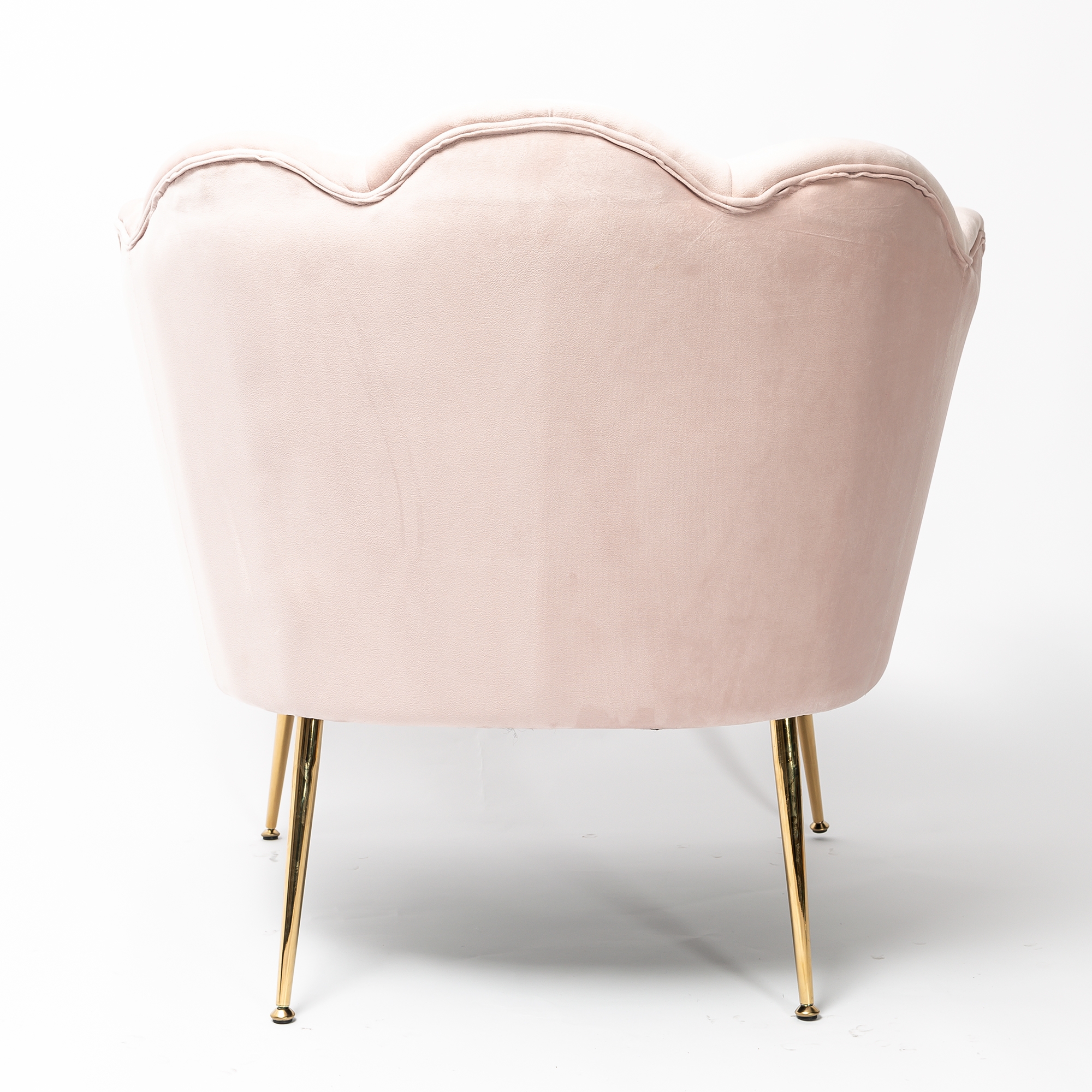 Blush Pink Velvet Lotus Cocktail Chair with Gold Legs