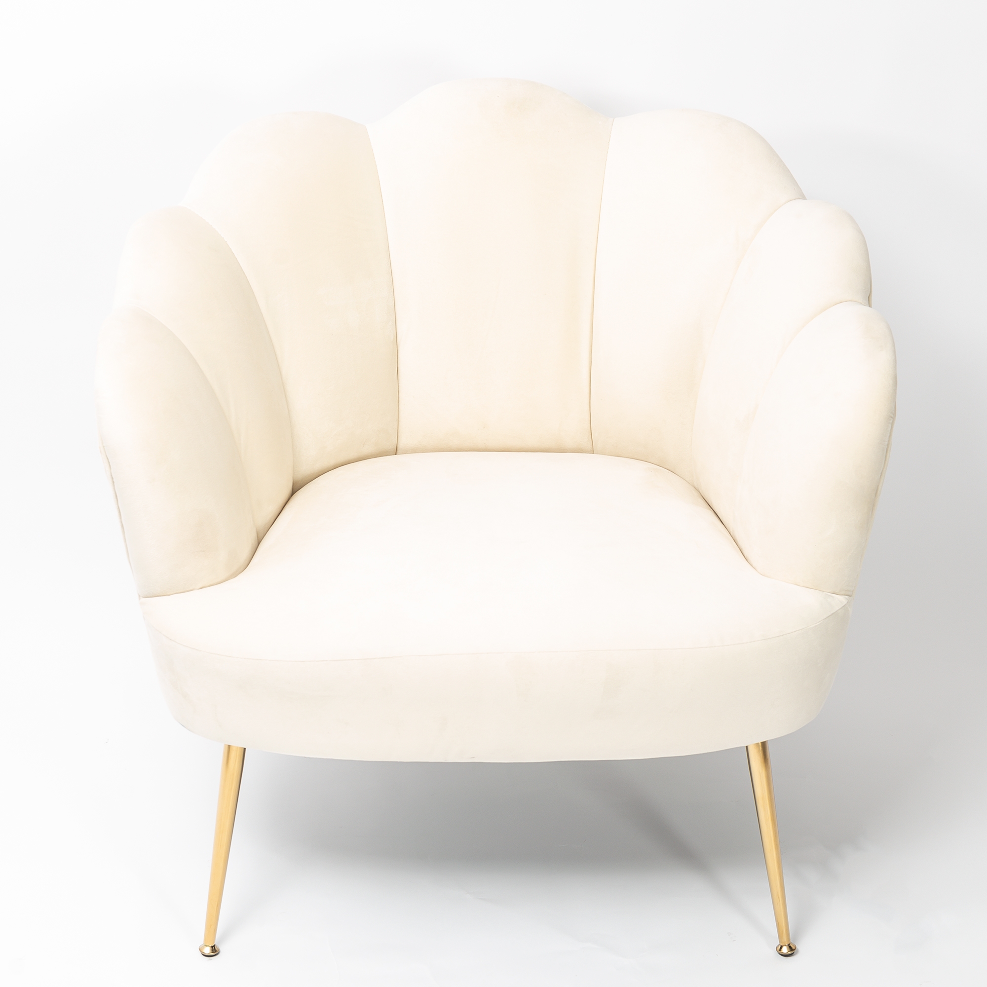 Lime White Velvet Lotus Cocktail Chair with Gold Legs