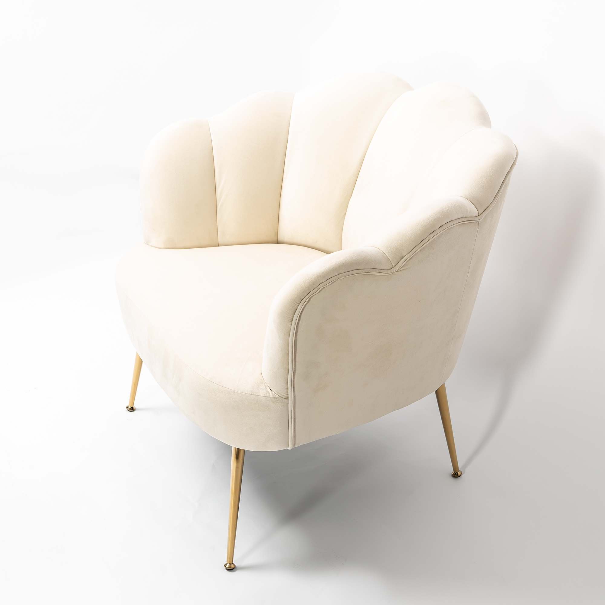 Lime White Velvet Lotus Cocktail Chair with Gold Legs