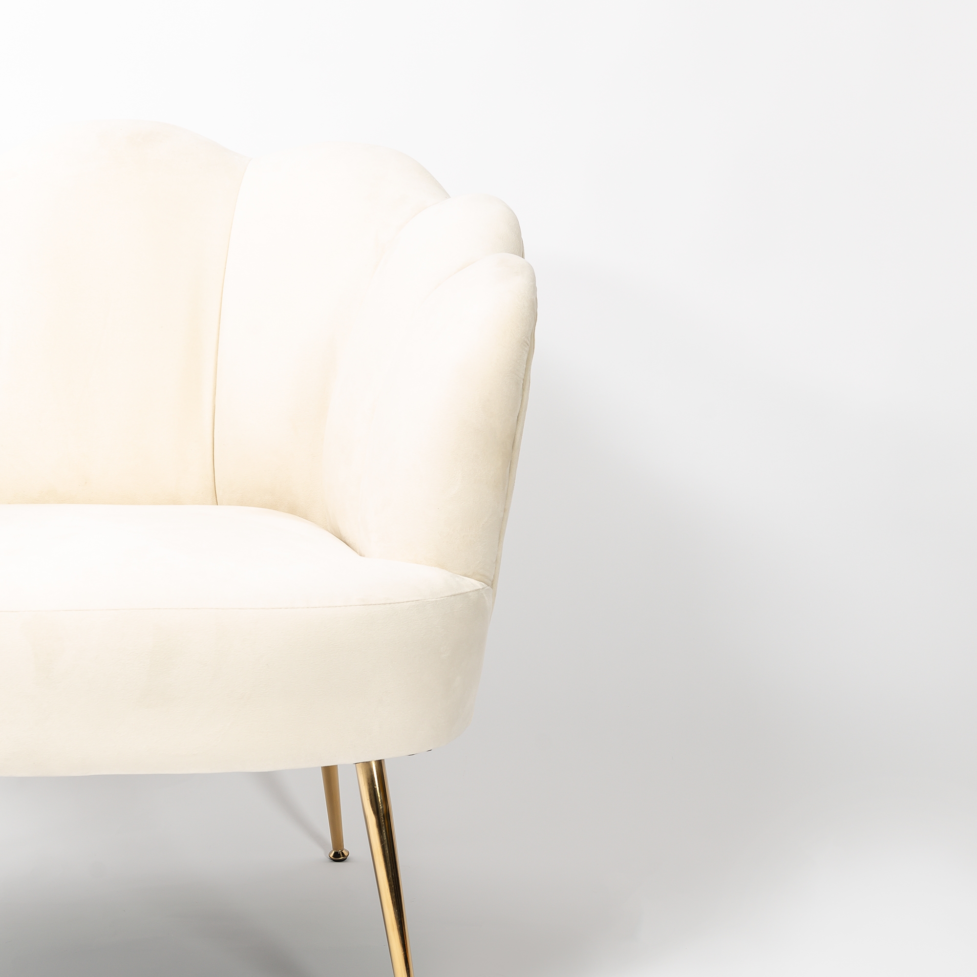 Lime White Velvet Lotus Cocktail Chair with Gold Legs