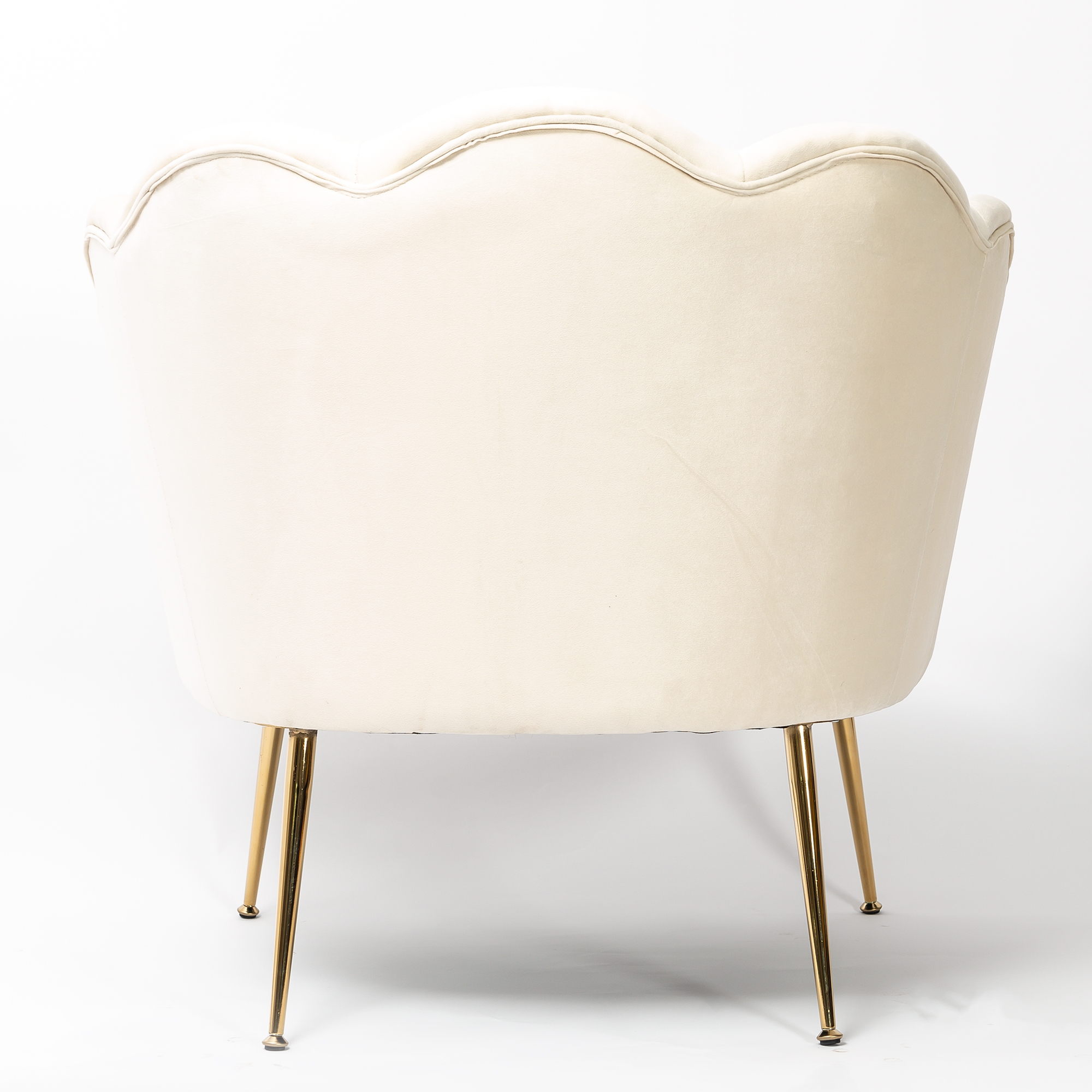 Lime White Velvet Lotus Cocktail Chair with Gold Legs