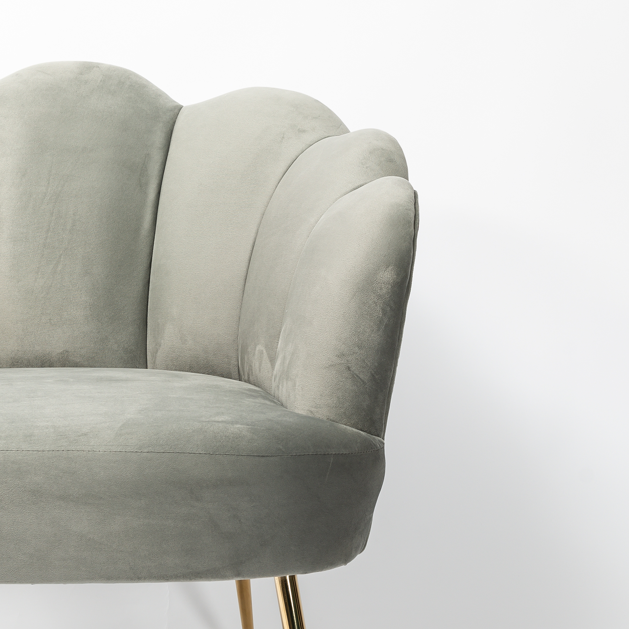 Light Grey Velvet Lotus Cocktail Chair with Gold Legs