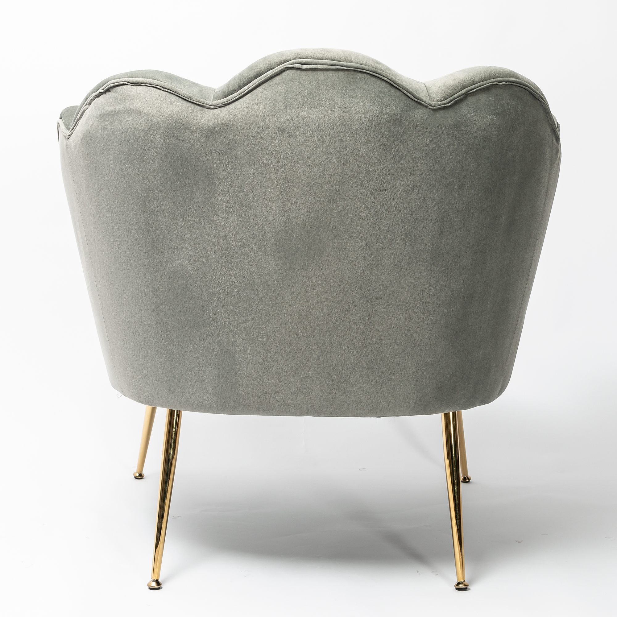 Light Grey Velvet Lotus Cocktail Chair with Gold Legs