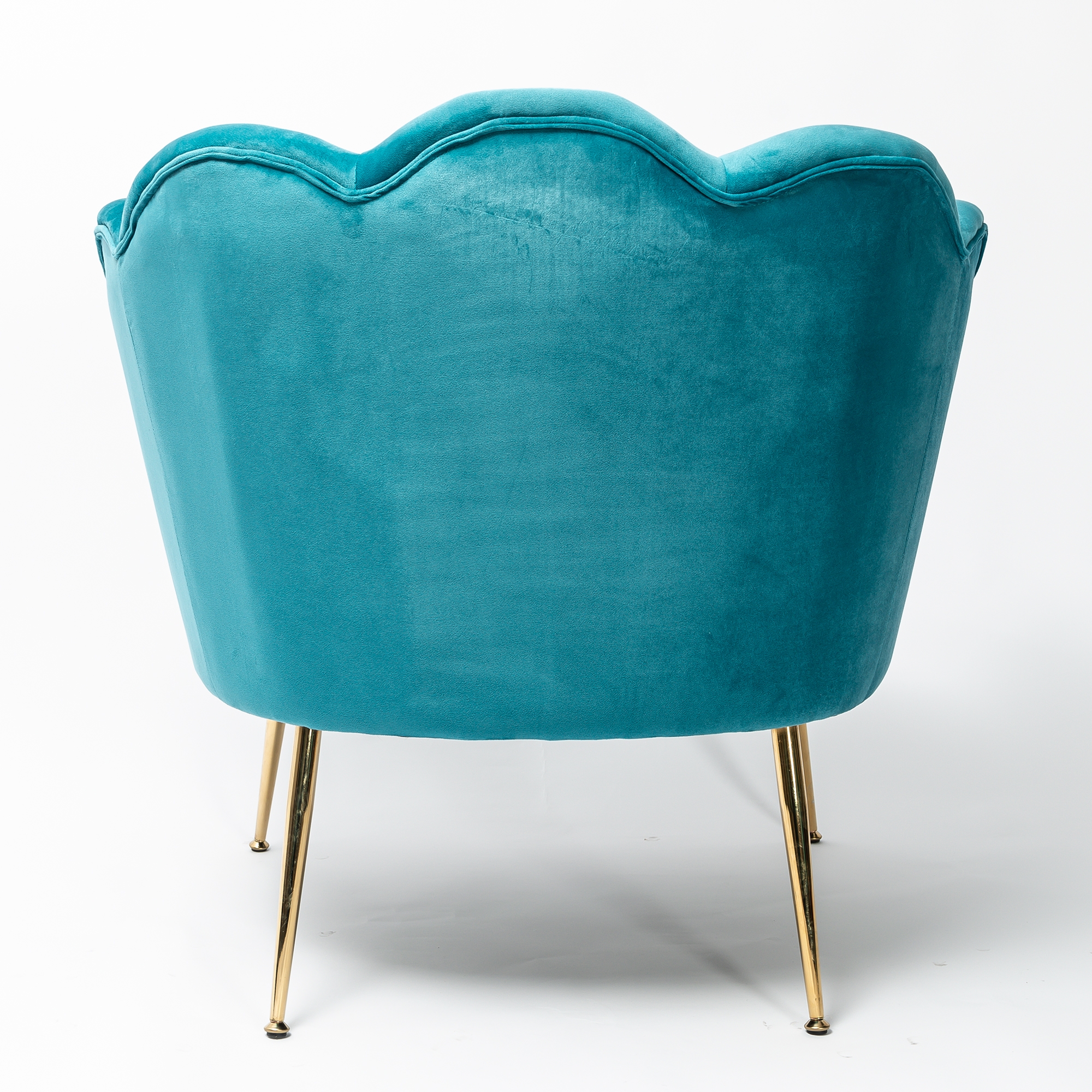 Light Blue Velvet Lotus Cocktail Chair with Gold Legs