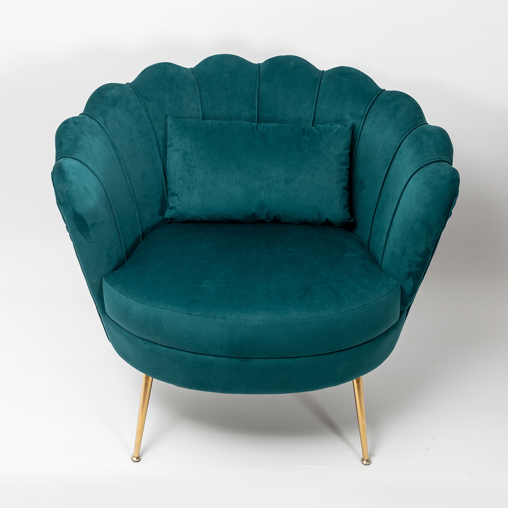 Deep Teal Velvet Cocktail Chair With Gold Legs