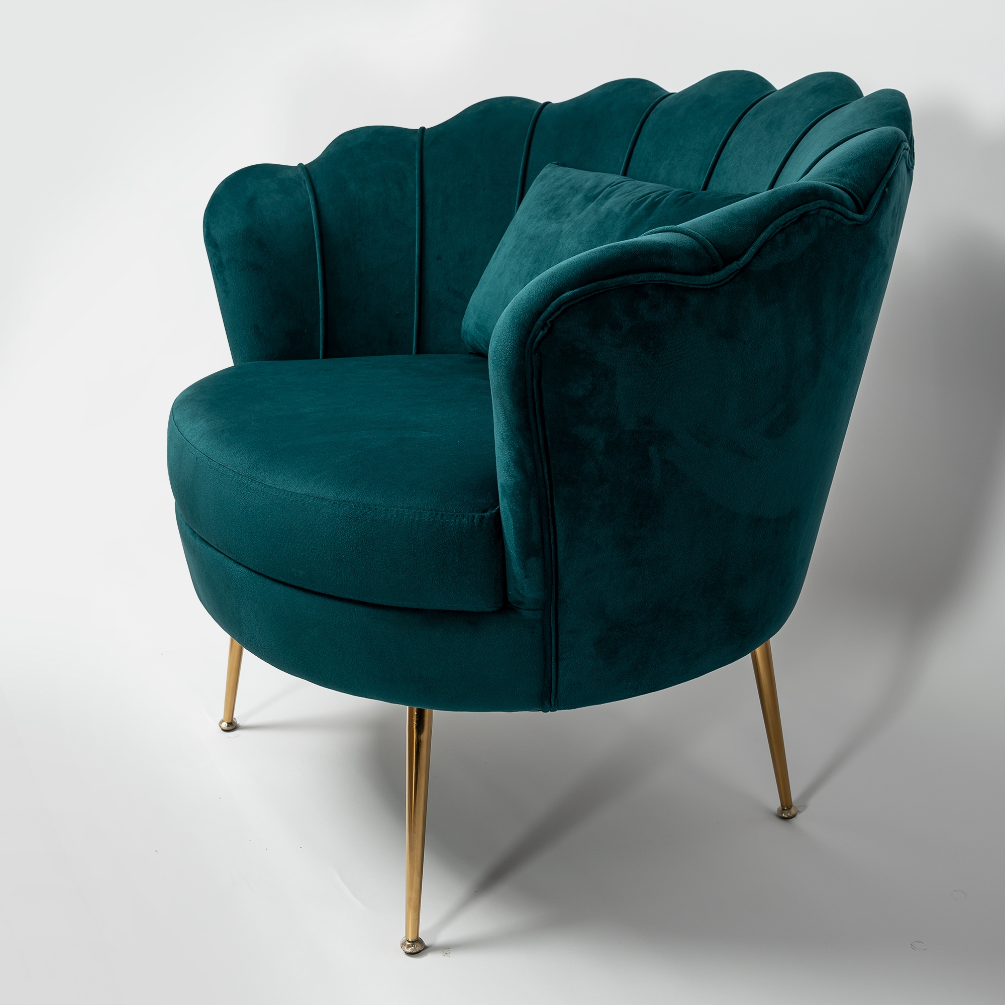 Deep Teal Velvet Cocktail Chair With Gold Legs