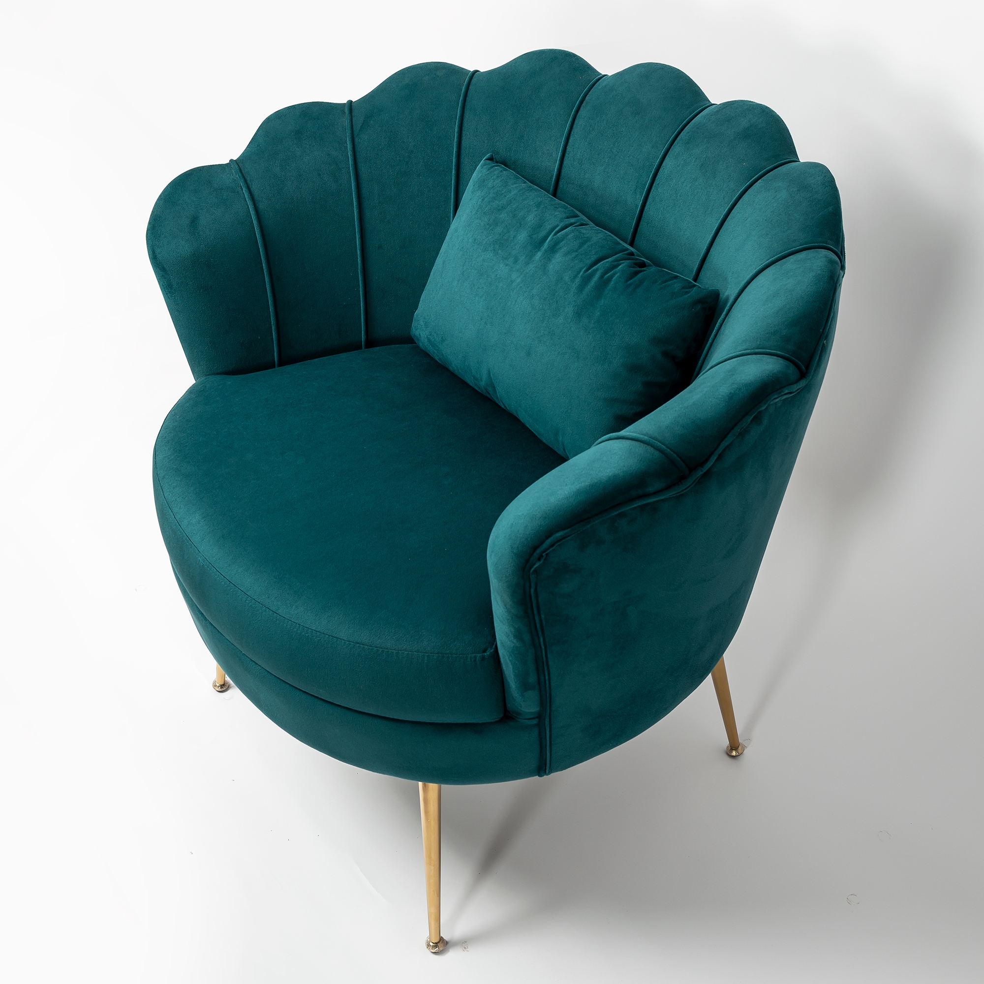 Deep Teal Velvet Cocktail Chair With Gold Legs