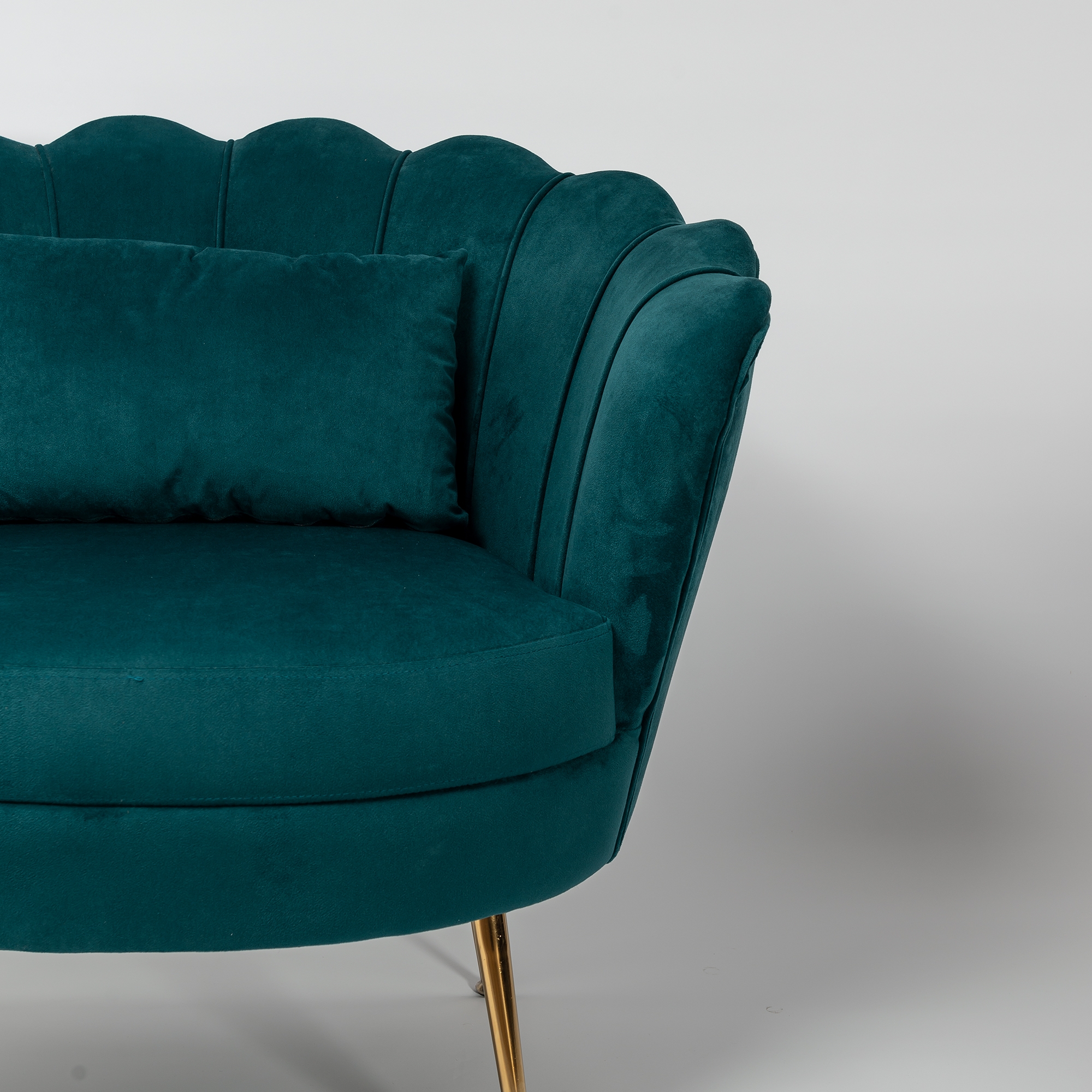 Deep Teal Velvet Cocktail Chair With Gold Legs