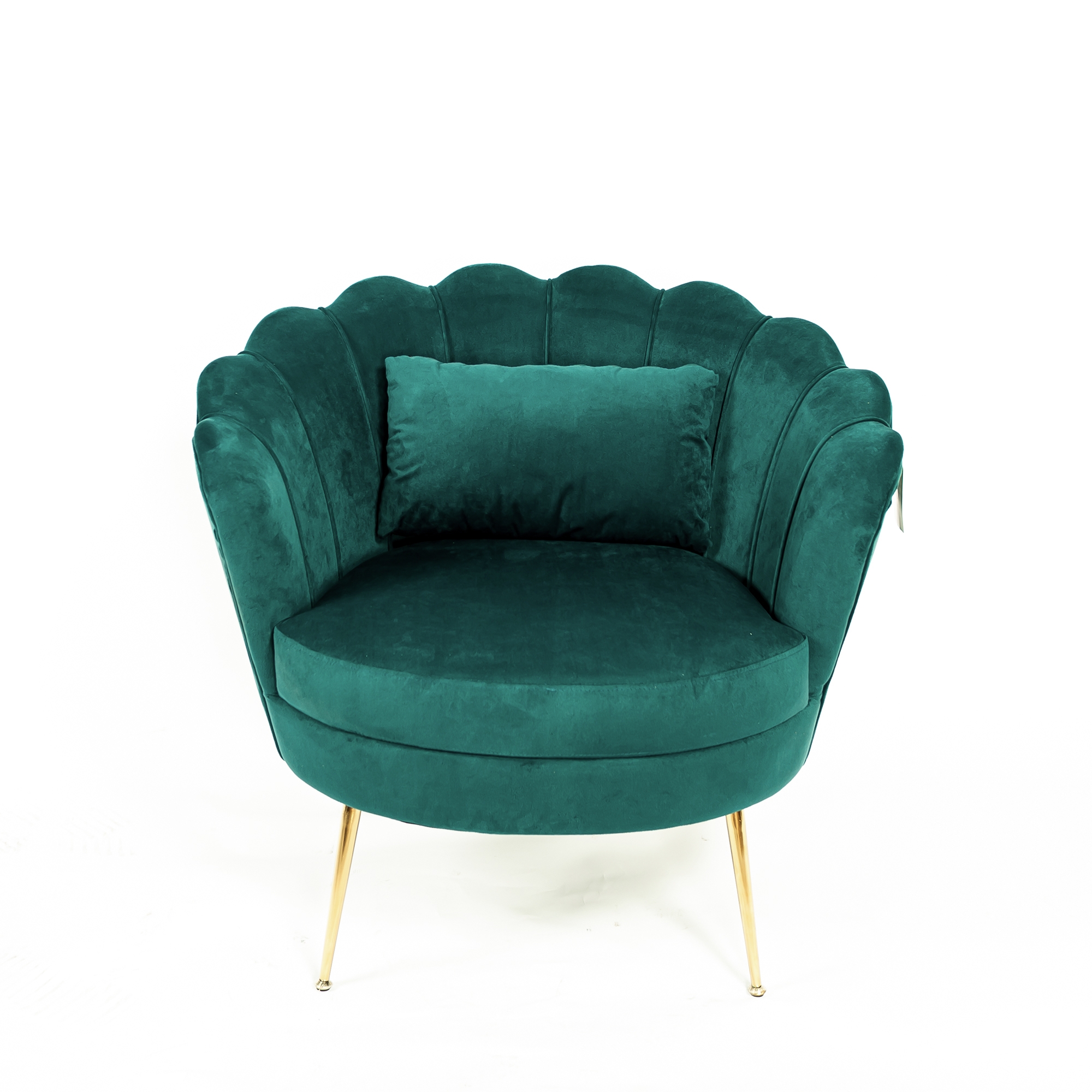 Deep Teal Velvet Cocktail Chair With Gold Legs