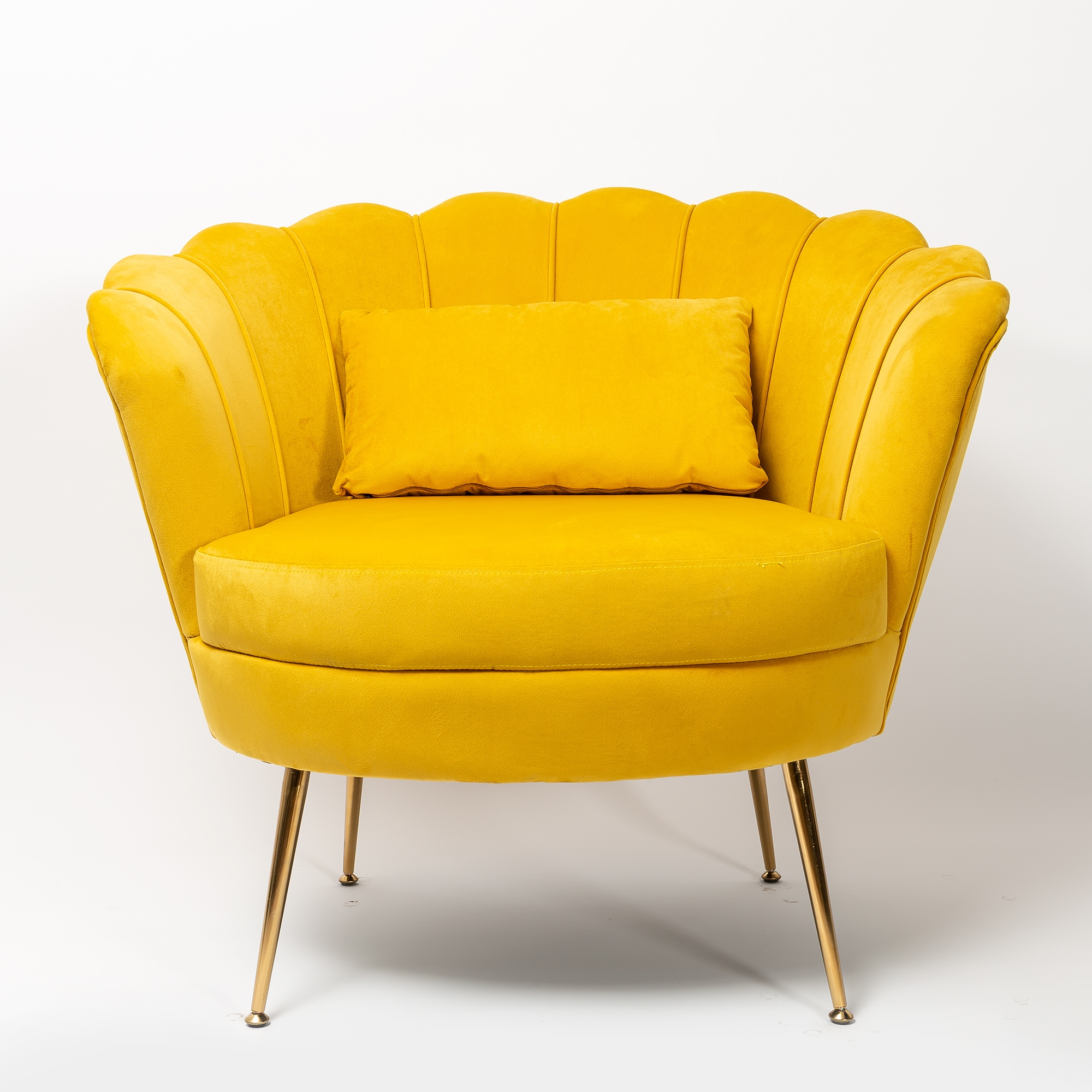 Bright Mustard Velvet Cocktail Chair With Gold Legs