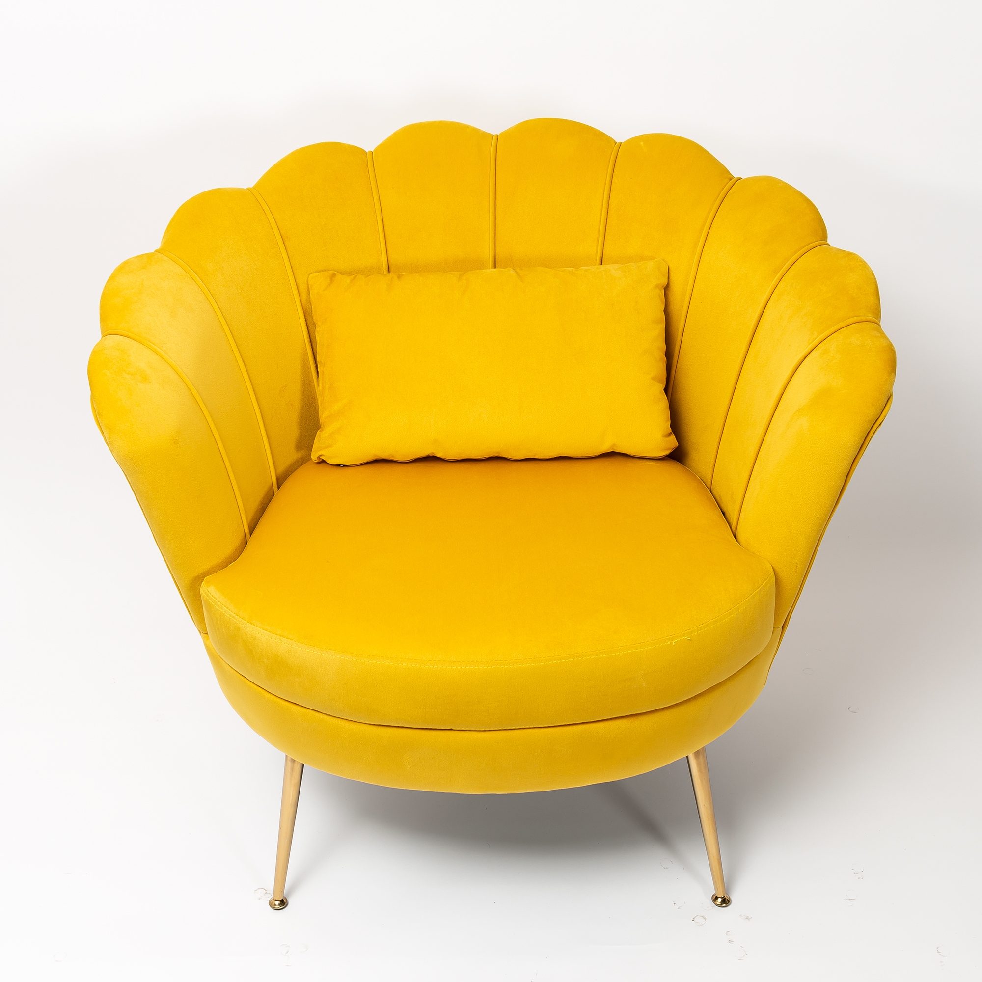 Bright Mustard Velvet Cocktail Chair With Gold Legs