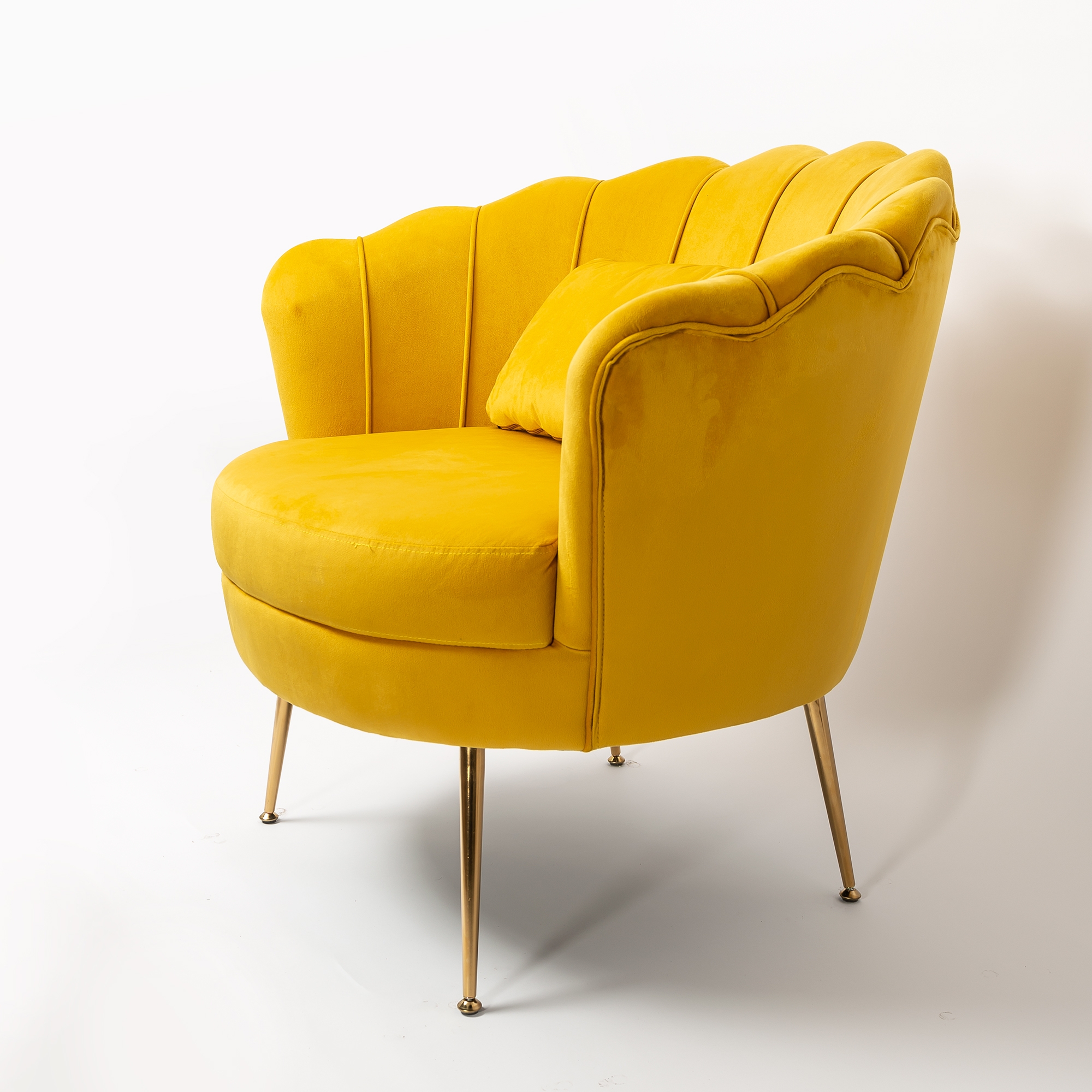 Bright Mustard Velvet Cocktail Chair With Gold Legs