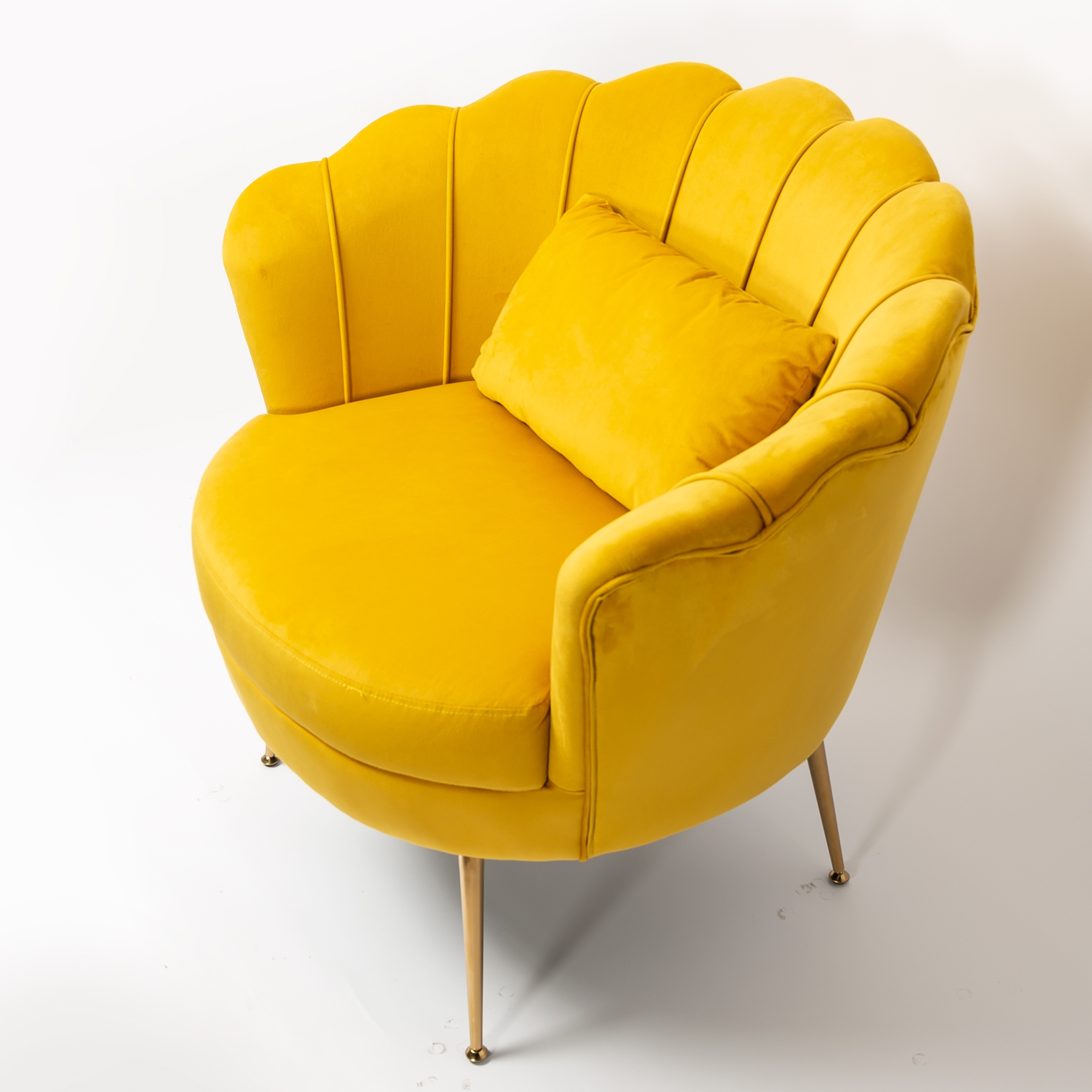 Bright Mustard Velvet Cocktail Chair With Gold Legs