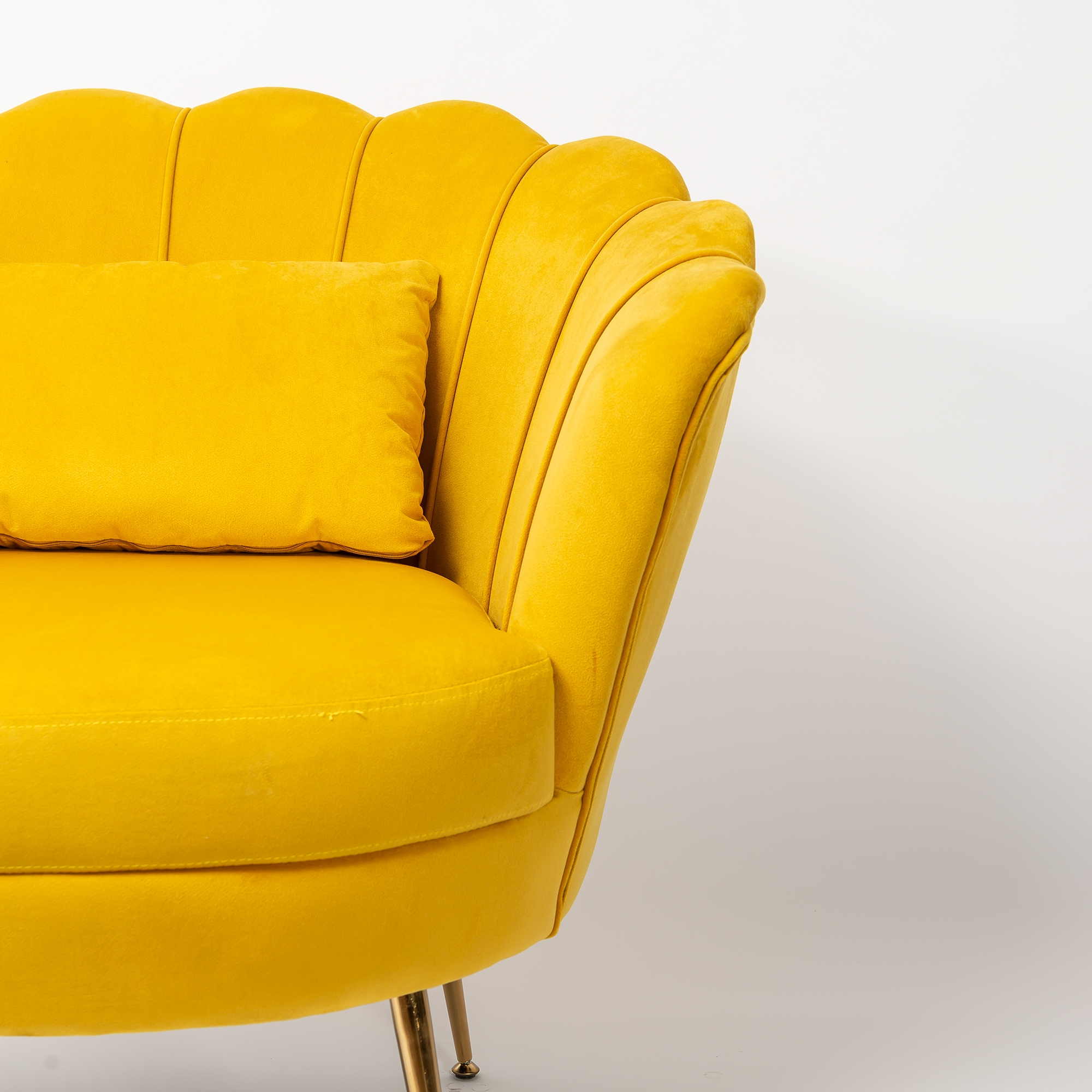 Bright Mustard Velvet Cocktail Chair With Gold Legs