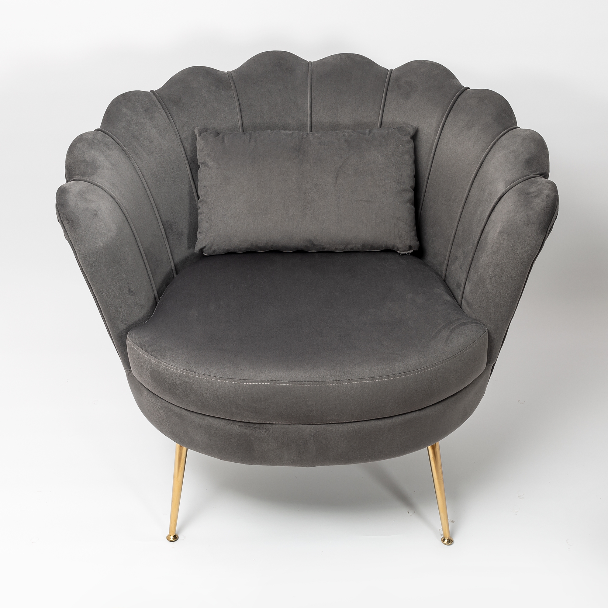 Dark Grey Velvet Cocktail Chair With Gold Legs