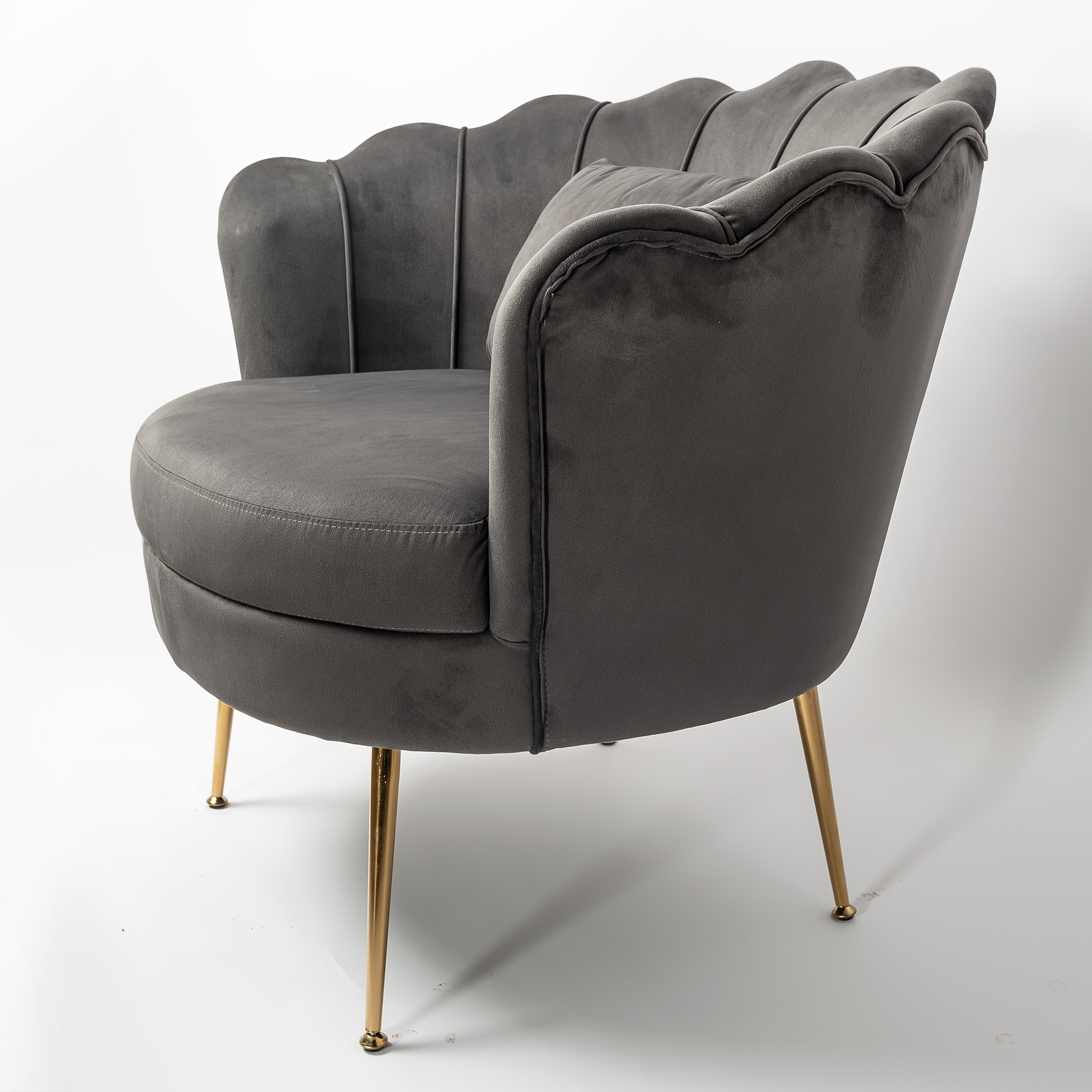 Dark Grey Velvet Cocktail Chair With Gold Legs