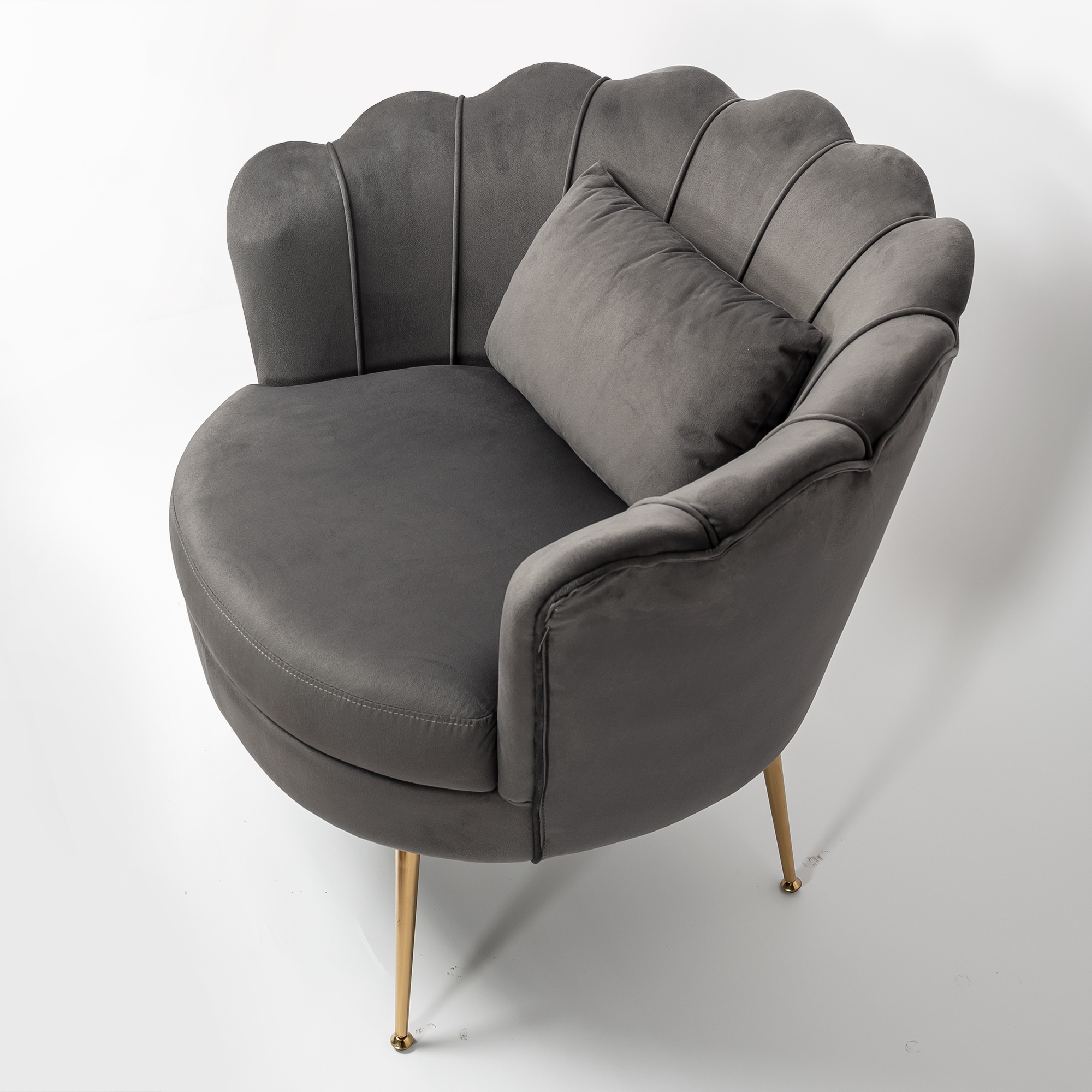 Dark Grey Velvet Cocktail Chair With Gold Legs