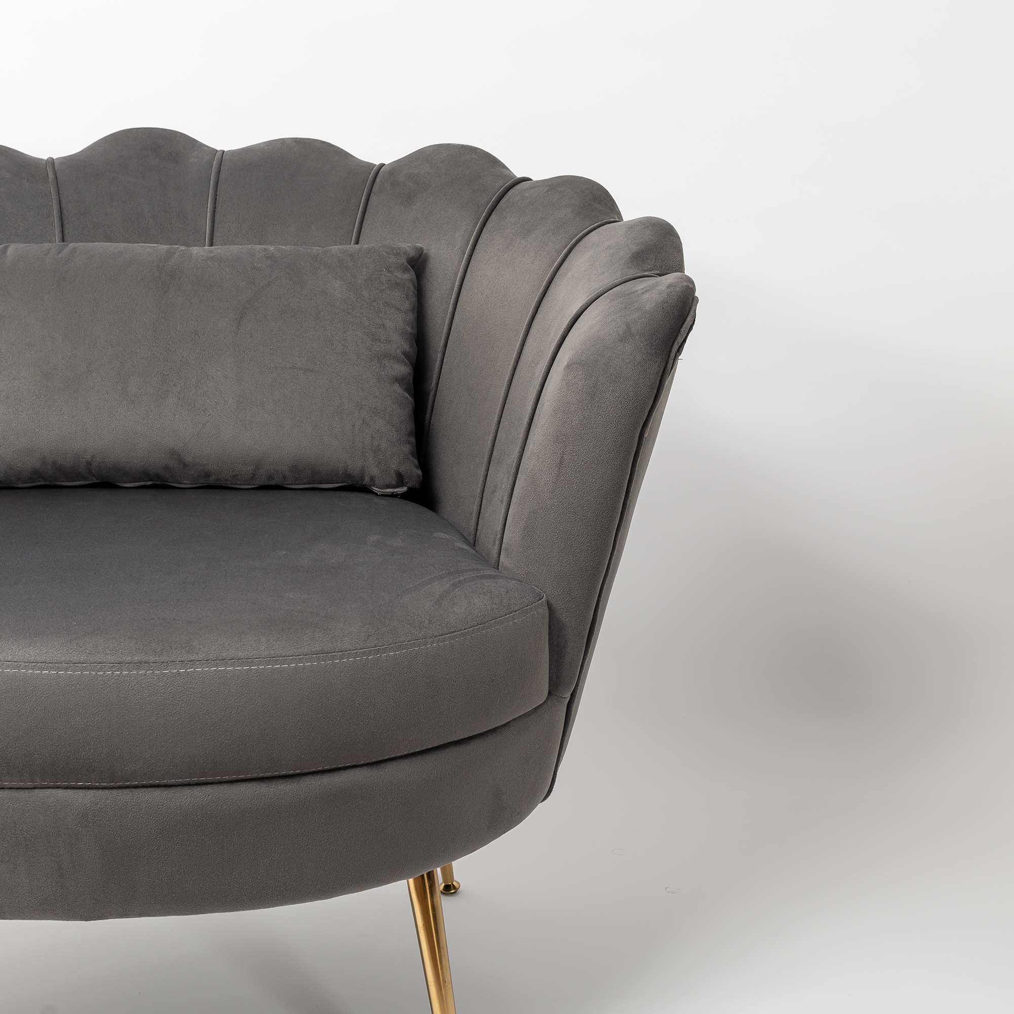 Dark Grey Velvet Cocktail Chair With Gold Legs