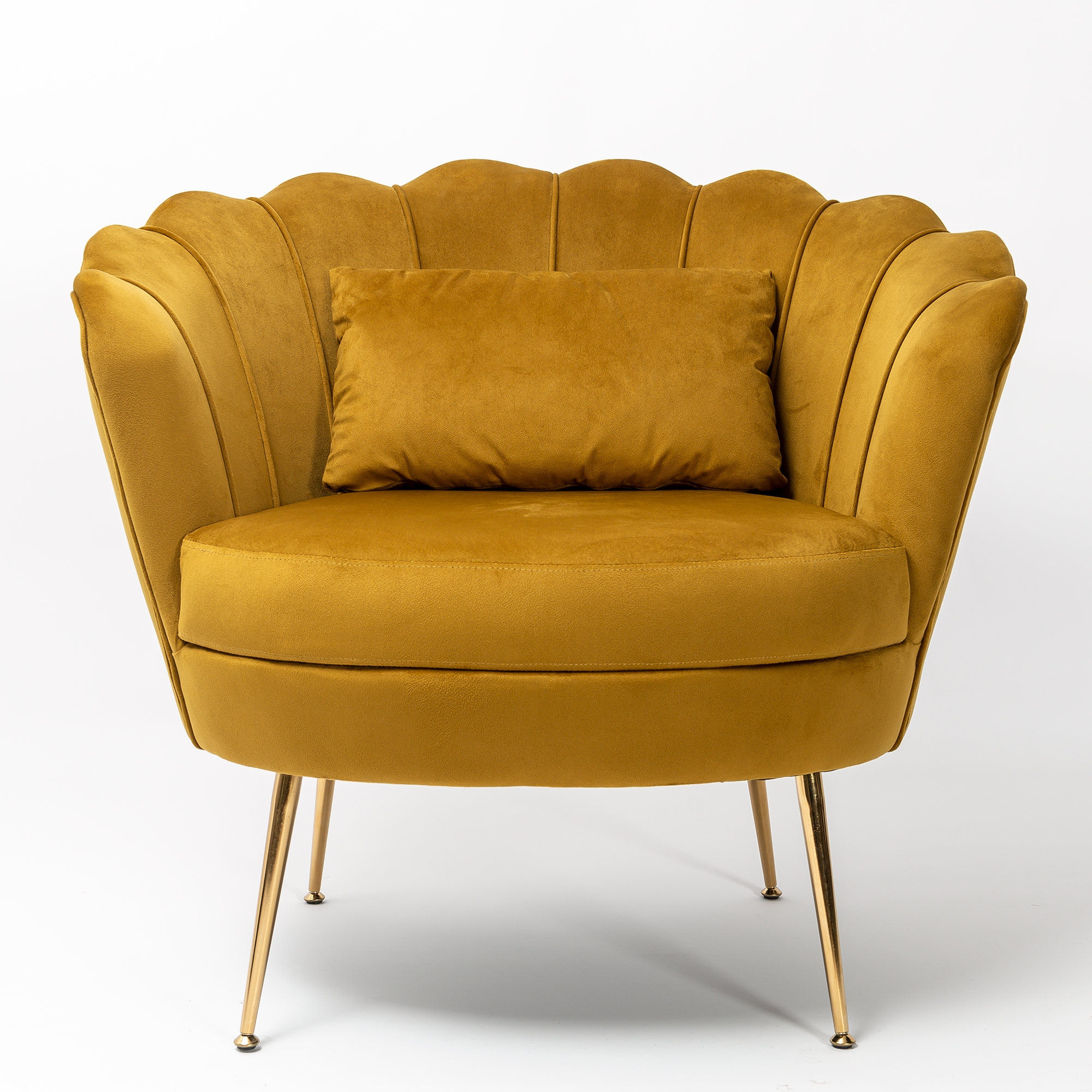 Spicy Mustard Velvet Cocktail Chair With Gold Legs