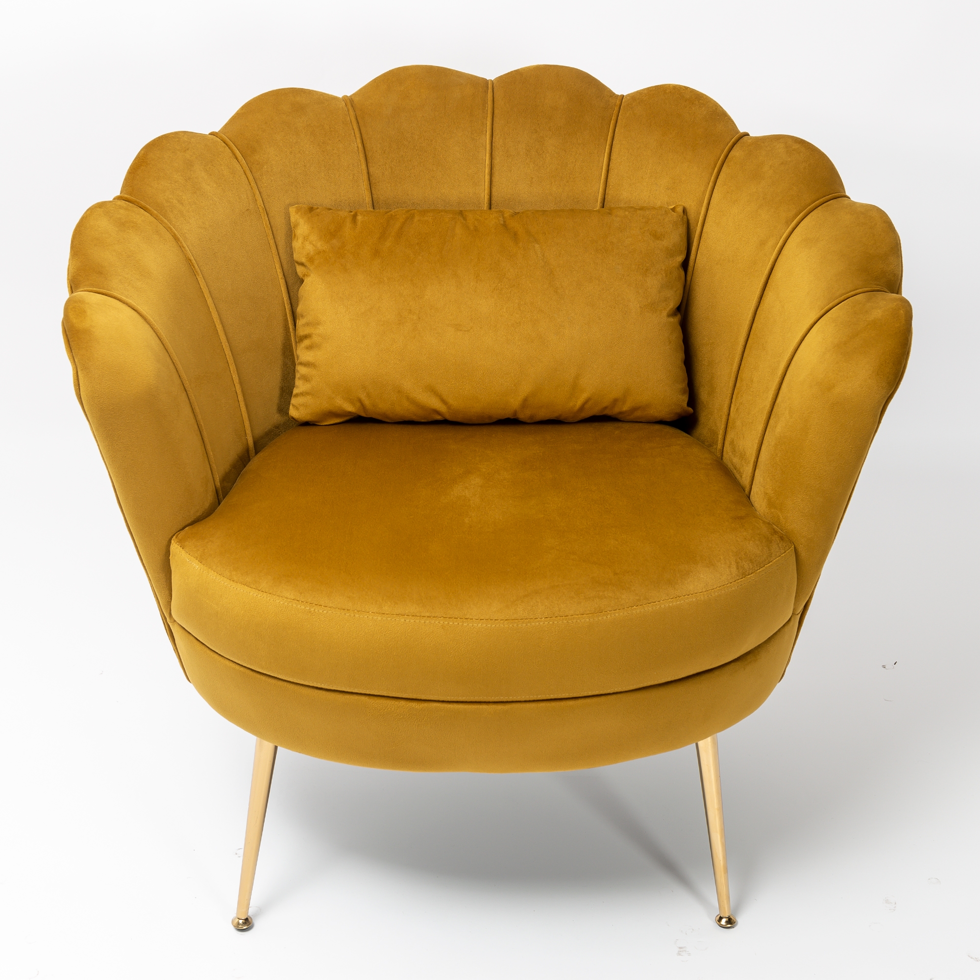 Spicy Mustard Velvet Cocktail Chair With Gold Legs
