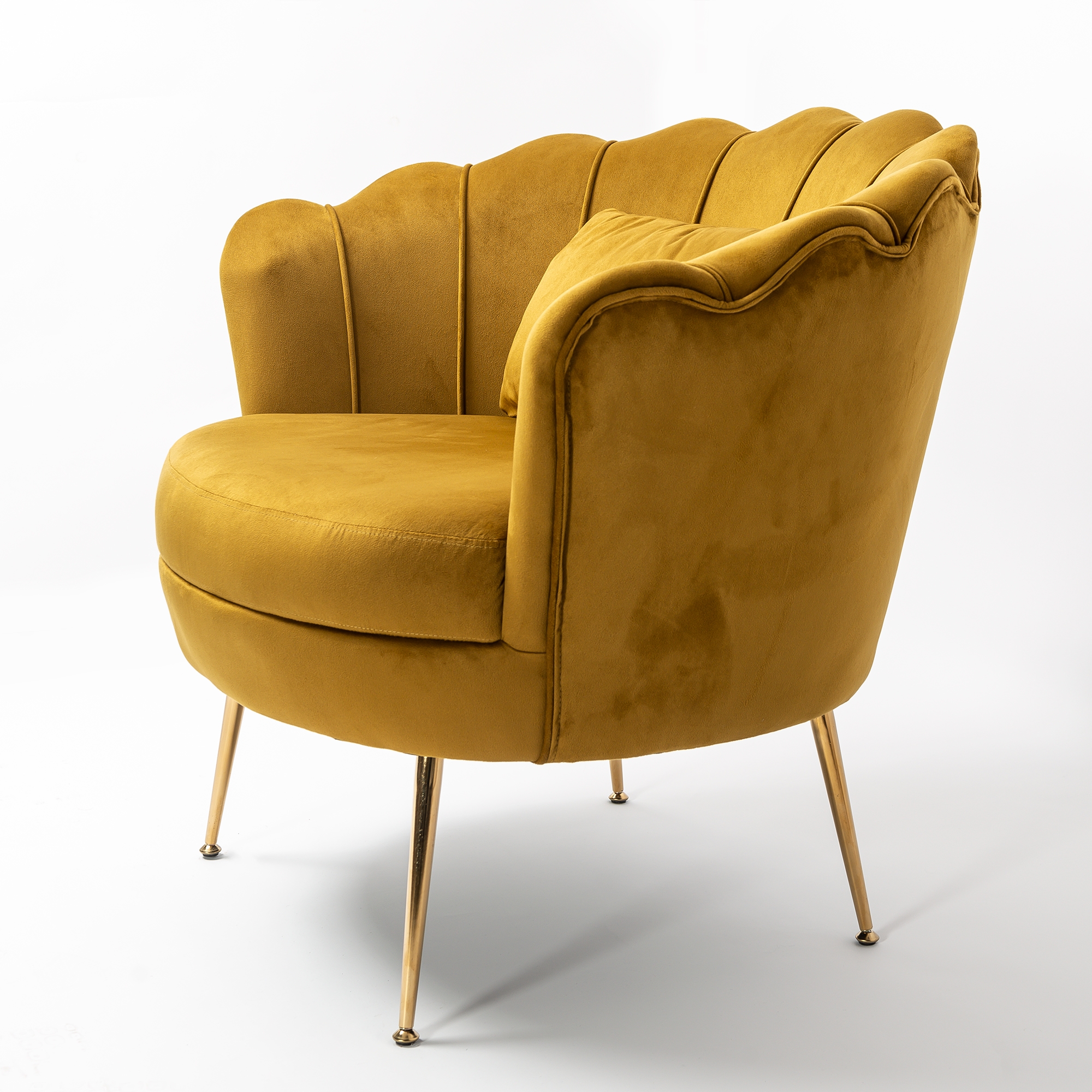 Spicy Mustard Velvet Cocktail Chair With Gold Legs