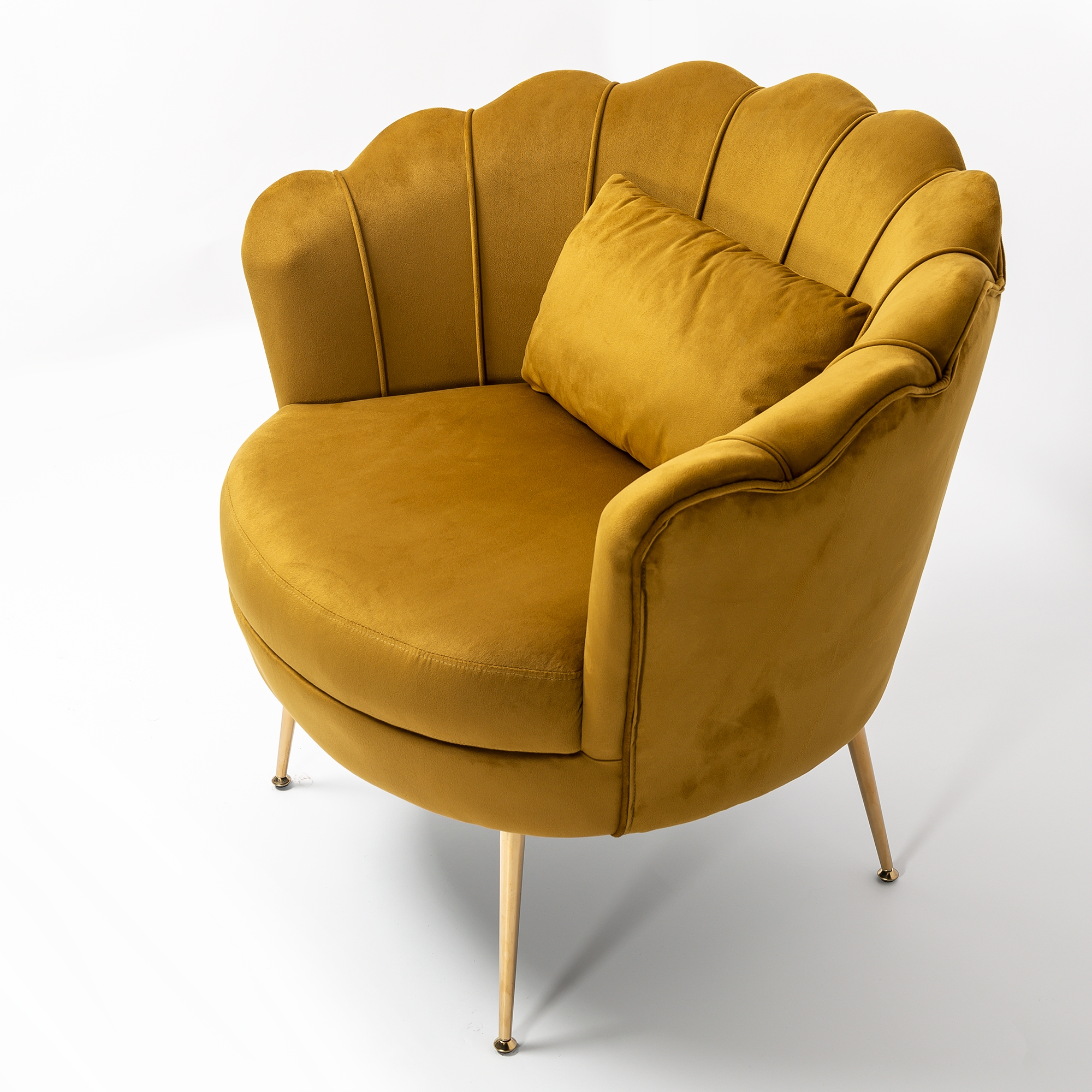 Spicy Mustard Velvet Cocktail Chair With Gold Legs