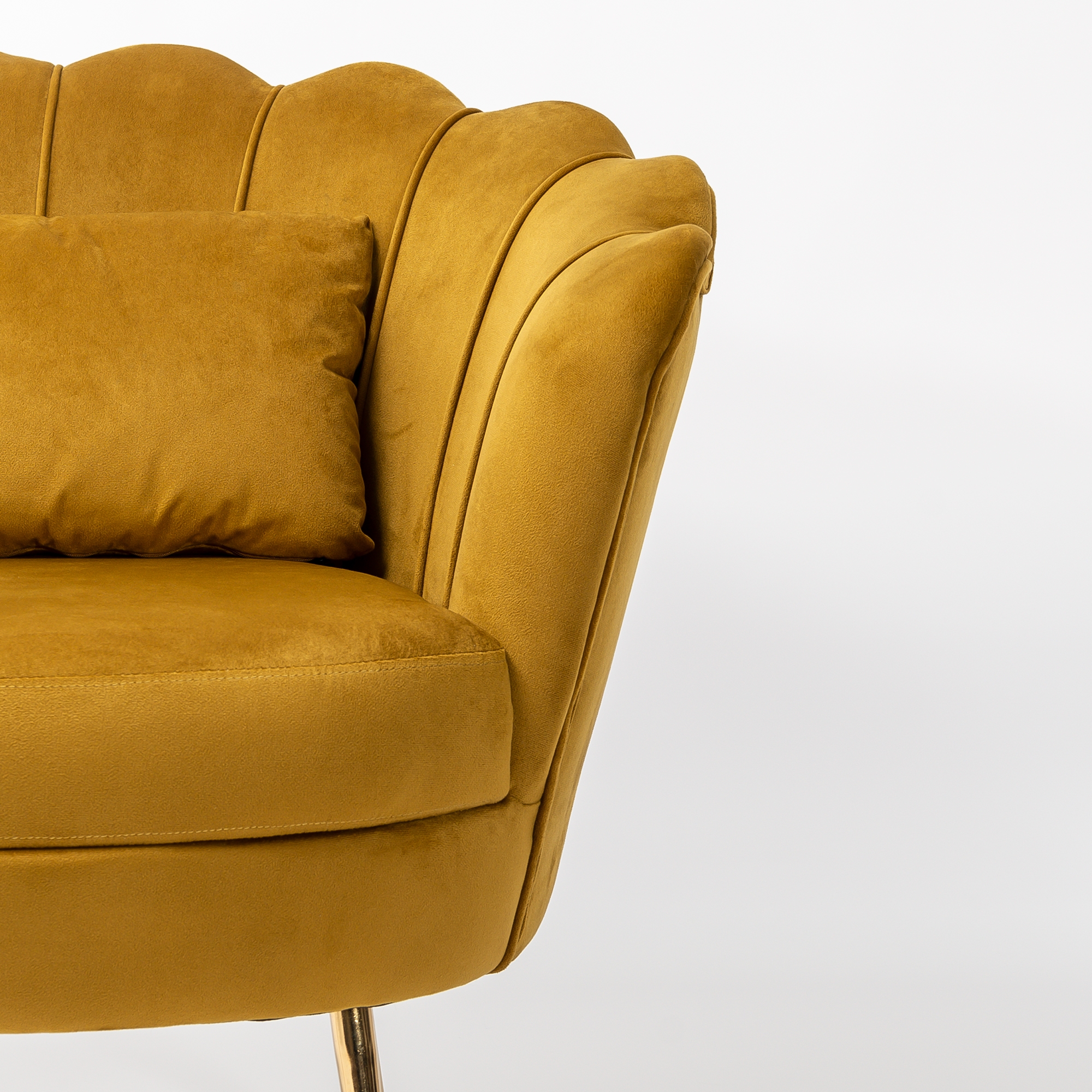 Spicy Mustard Velvet Cocktail Chair With Gold Legs