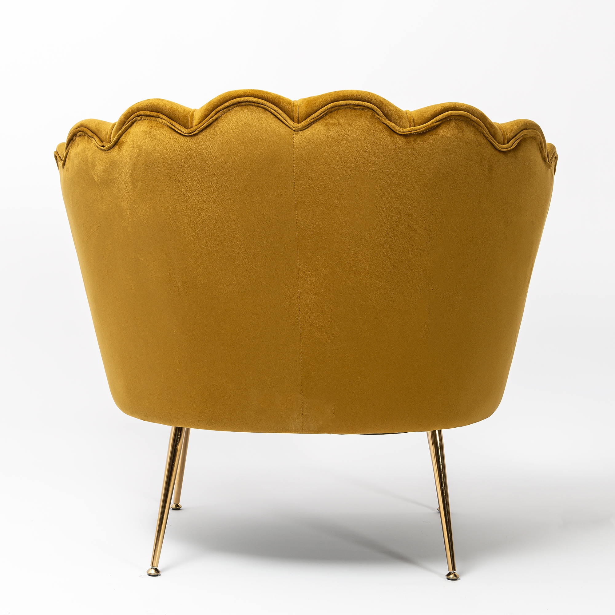Spicy Mustard Velvet Cocktail Chair With Gold Legs