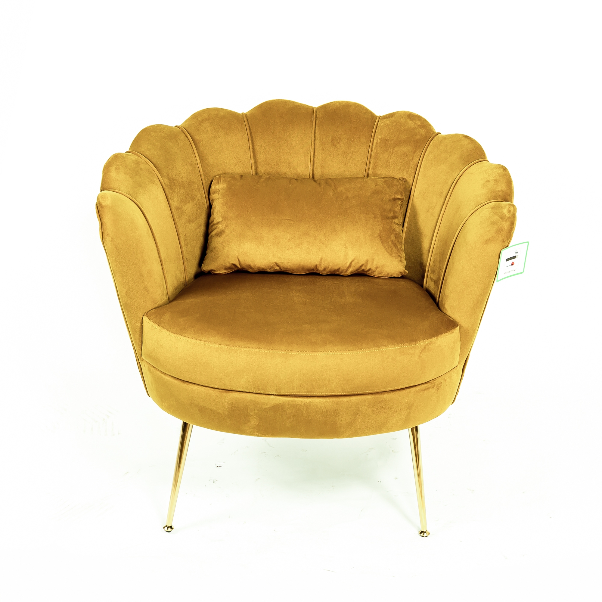 Spicy Mustard Velvet Cocktail Chair With Gold Legs