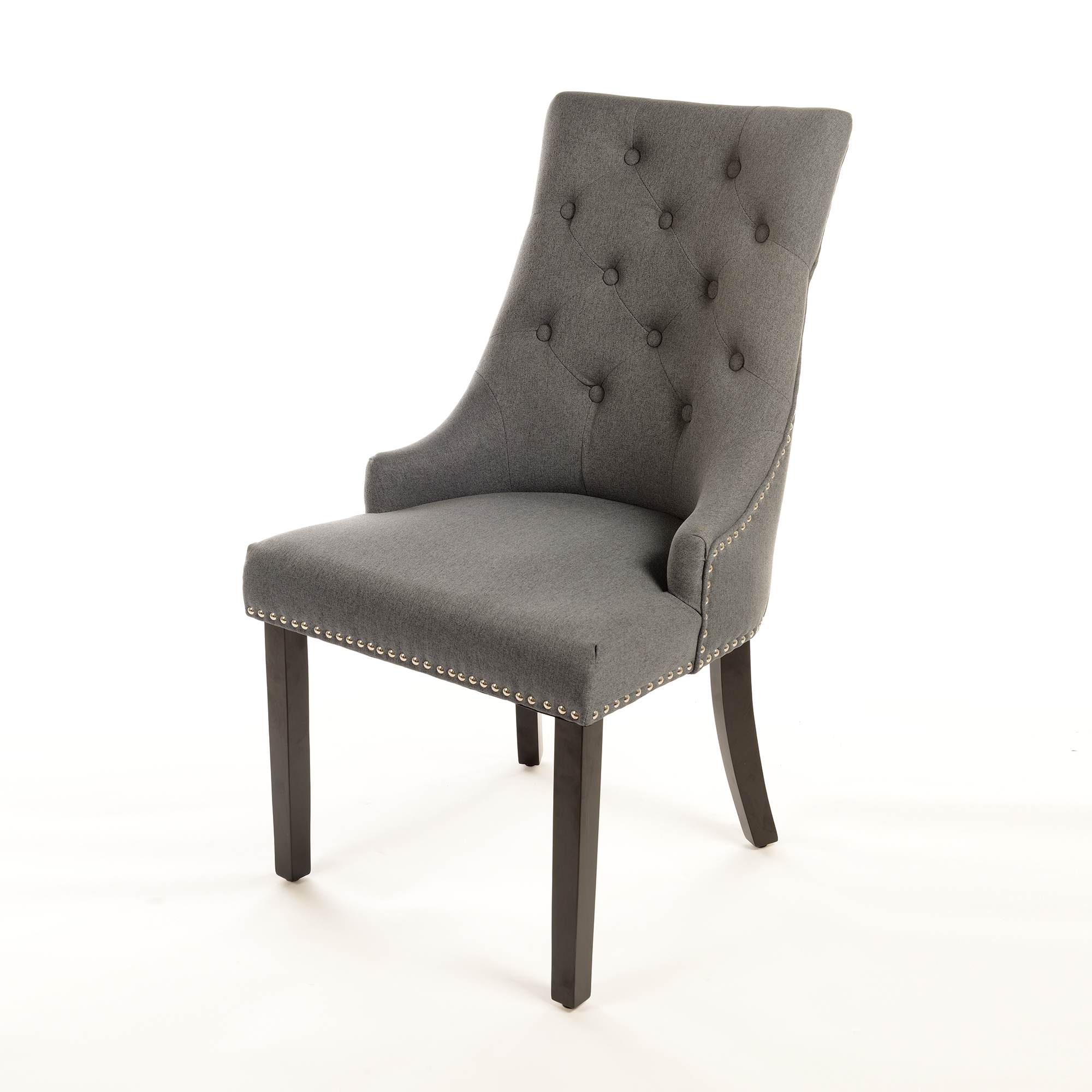 Linen Dining Chair with Knocker - Grey
