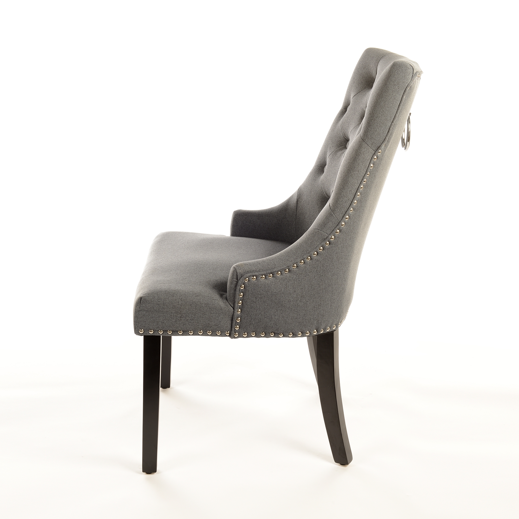 Linen Dining Chair with Knocker - Grey