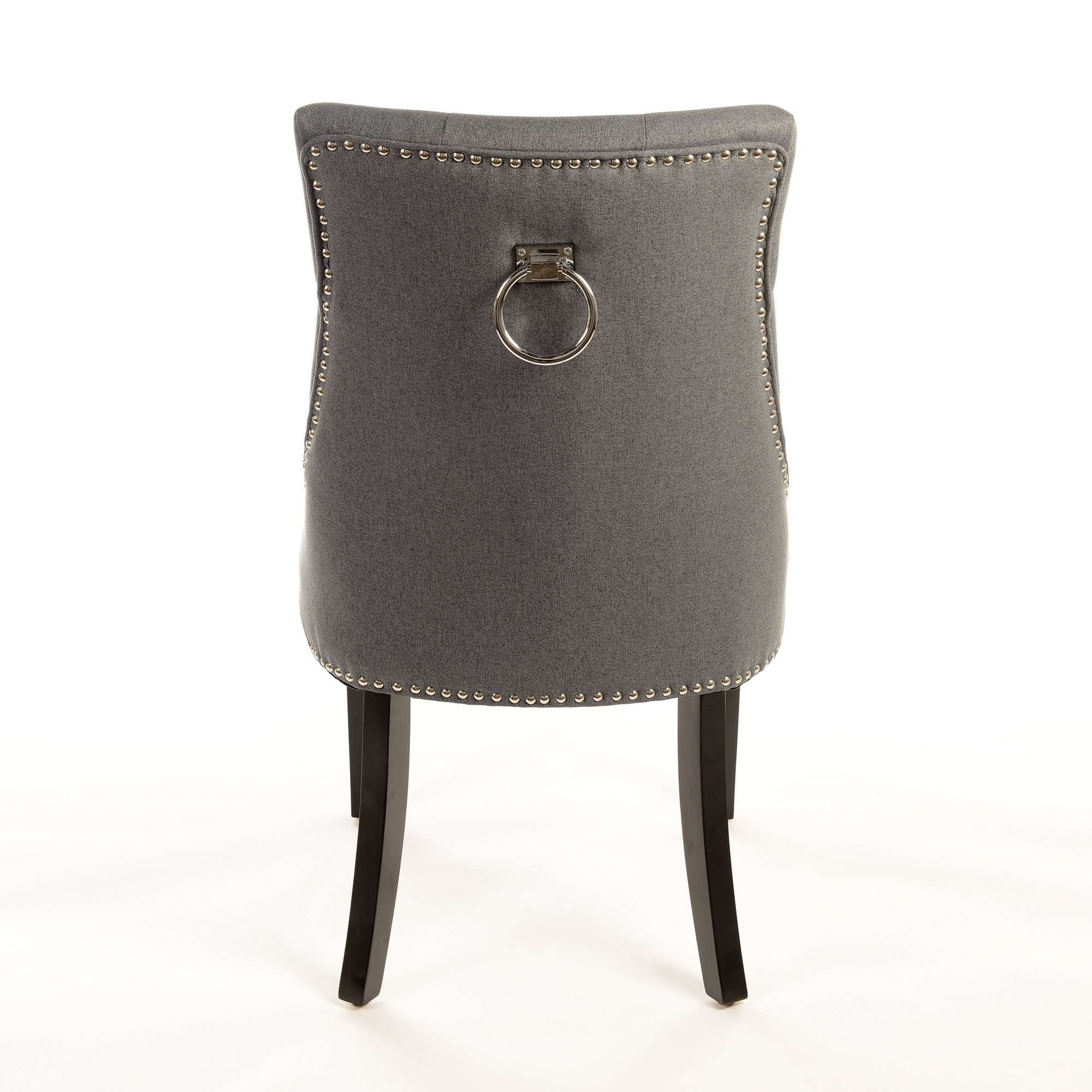 Linen Dining Chair with Knocker - Grey