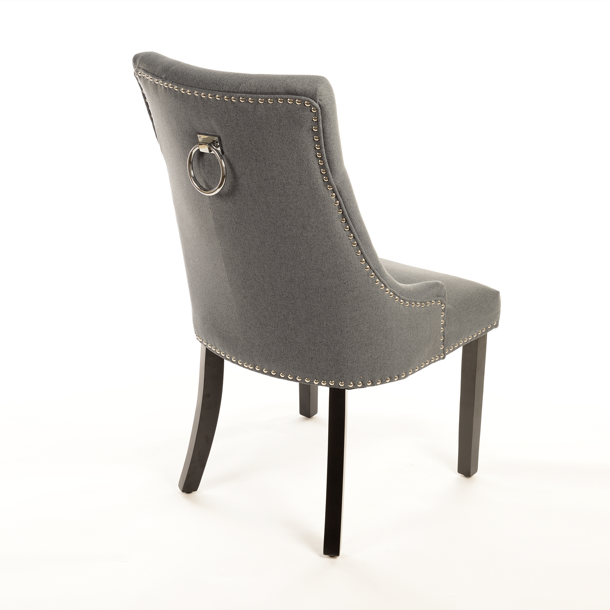Linen Dining Chair with Knocker - Grey