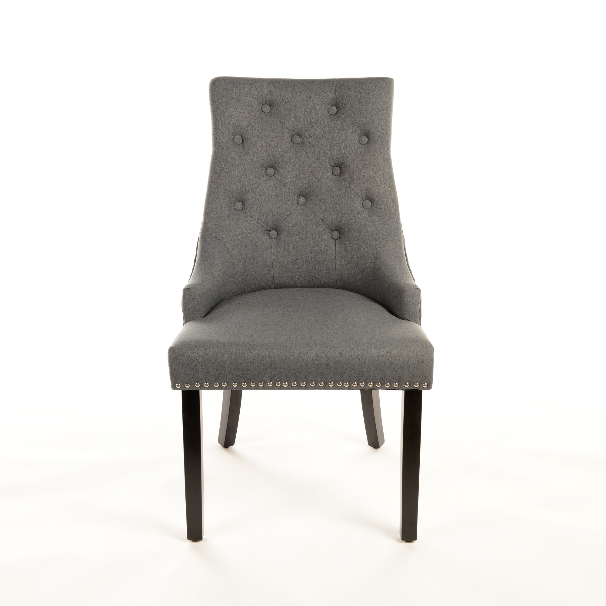 Linen Dining Chair with Knocker - Grey
