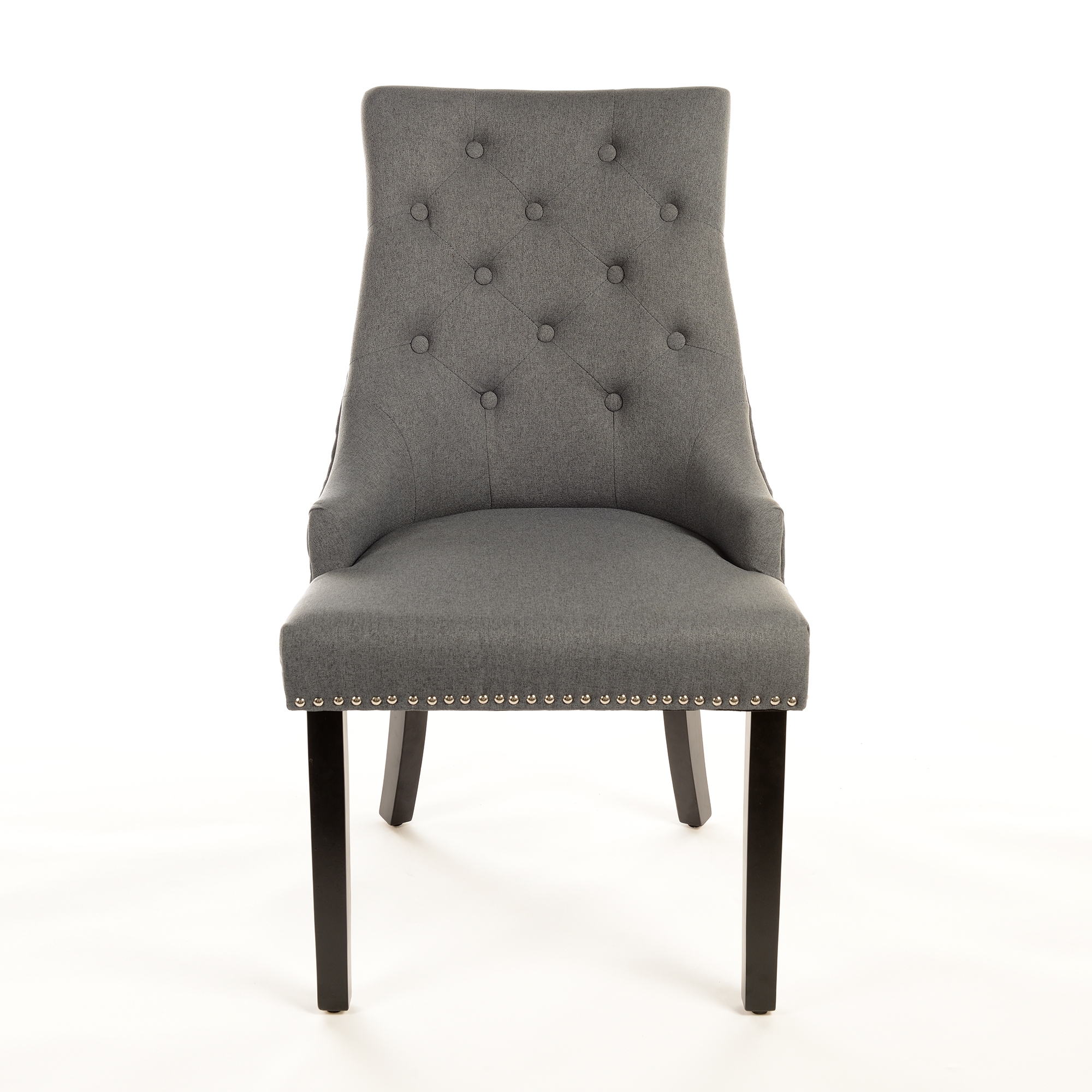 Linen Dining Chair with Knocker - Grey