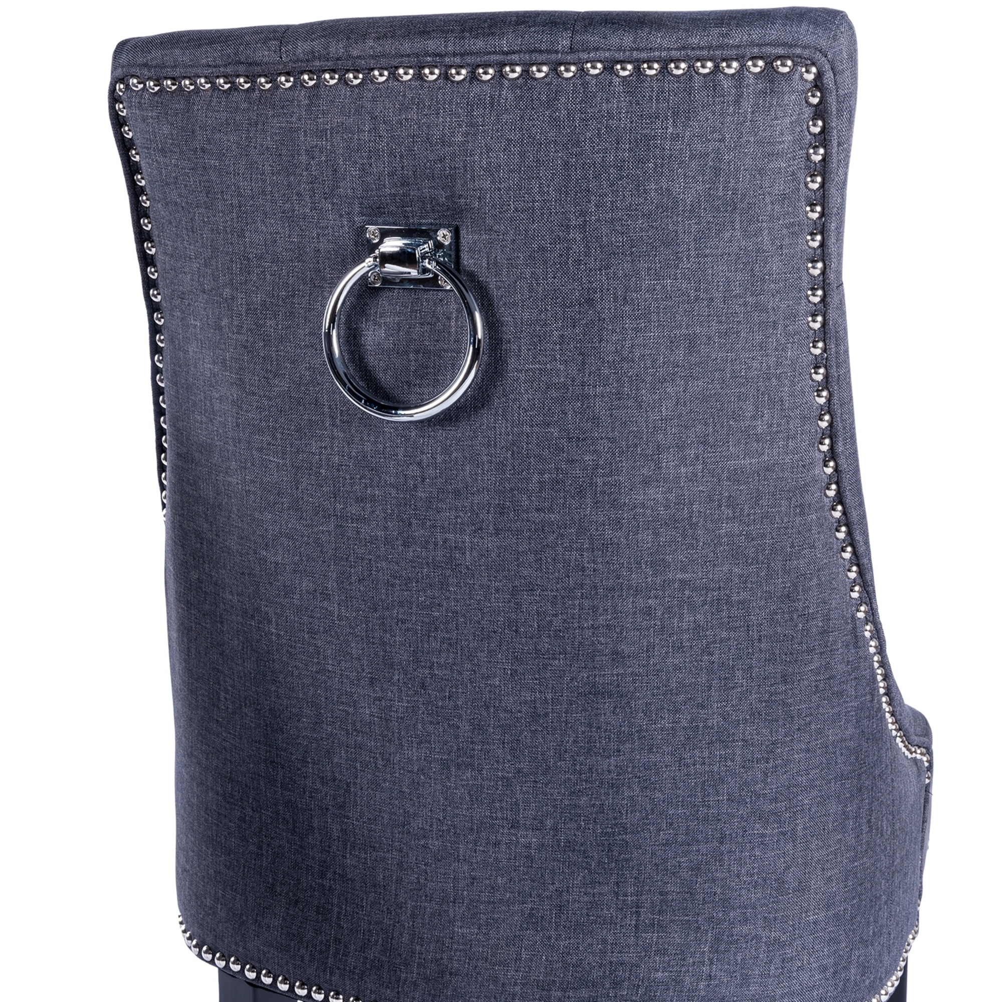 Linen Dining Chair with Knocker - Grey