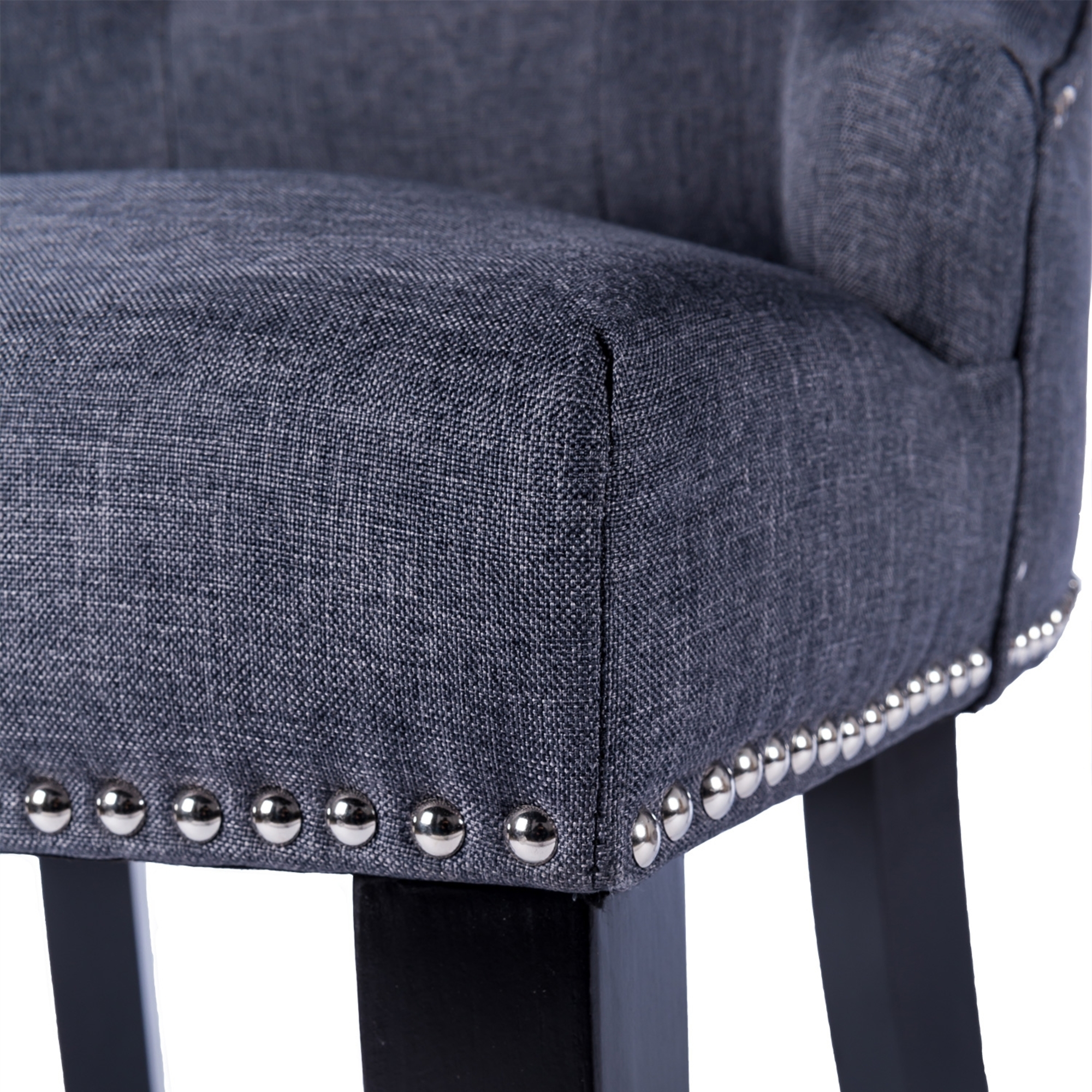 Linen Dining Chair with Knocker - Grey