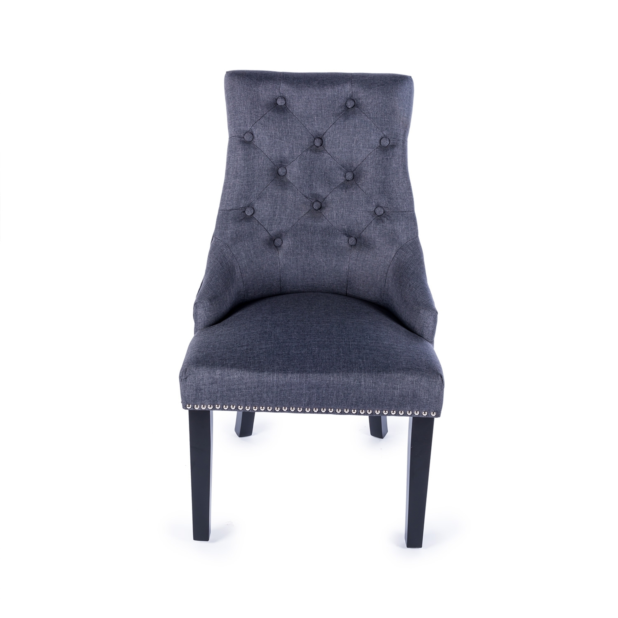 Linen Dining Chair with Knocker - Grey